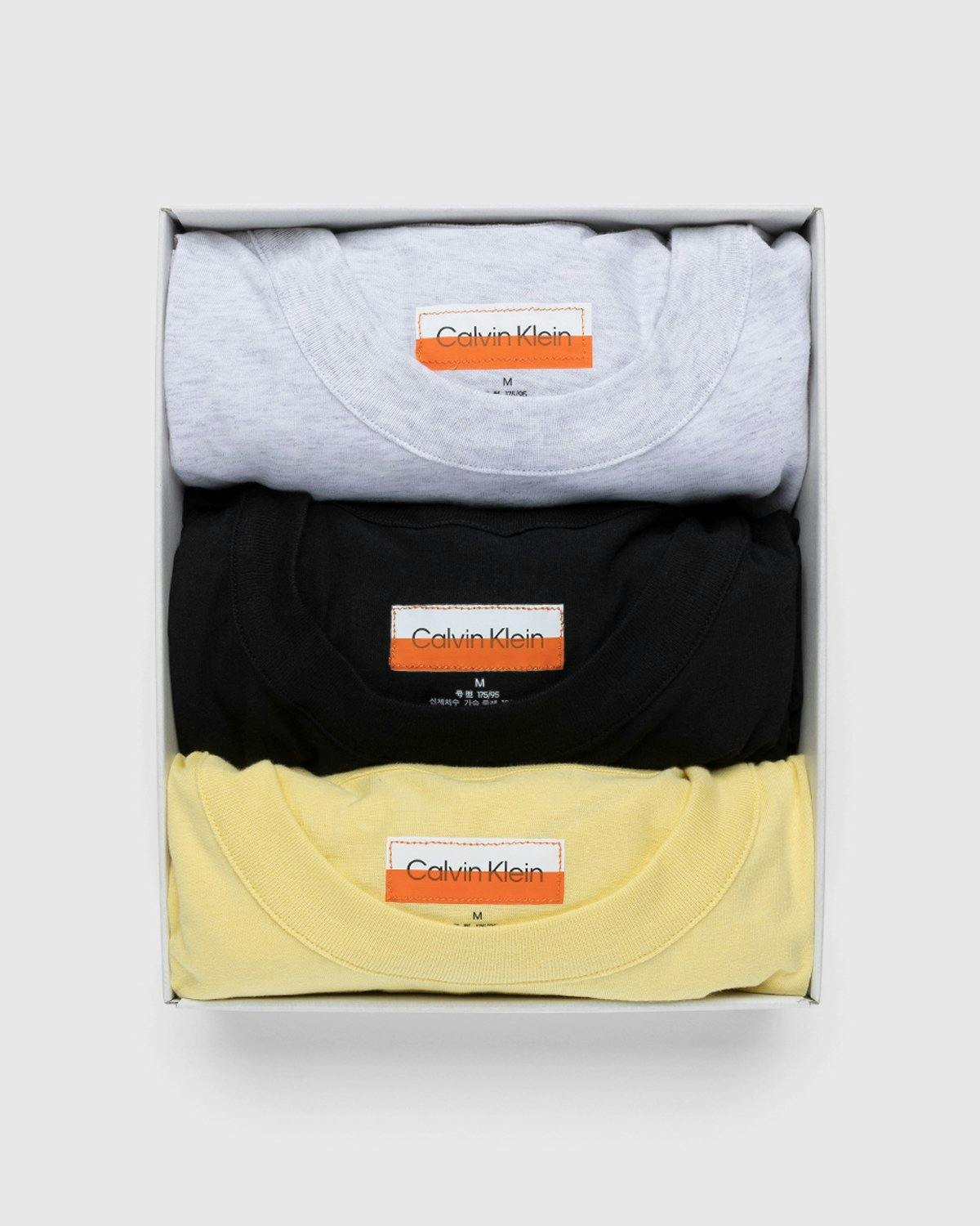 Heron Preston x Calvin Klein - Mens LightWeight T-Shirt 3 Pack Pale Yellow Heather Black - Clothing - Yellow - Image 3