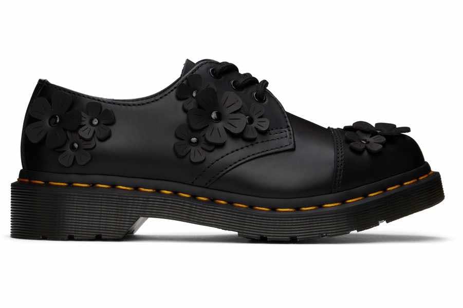 Dr. Martens' black flower oxford shoes