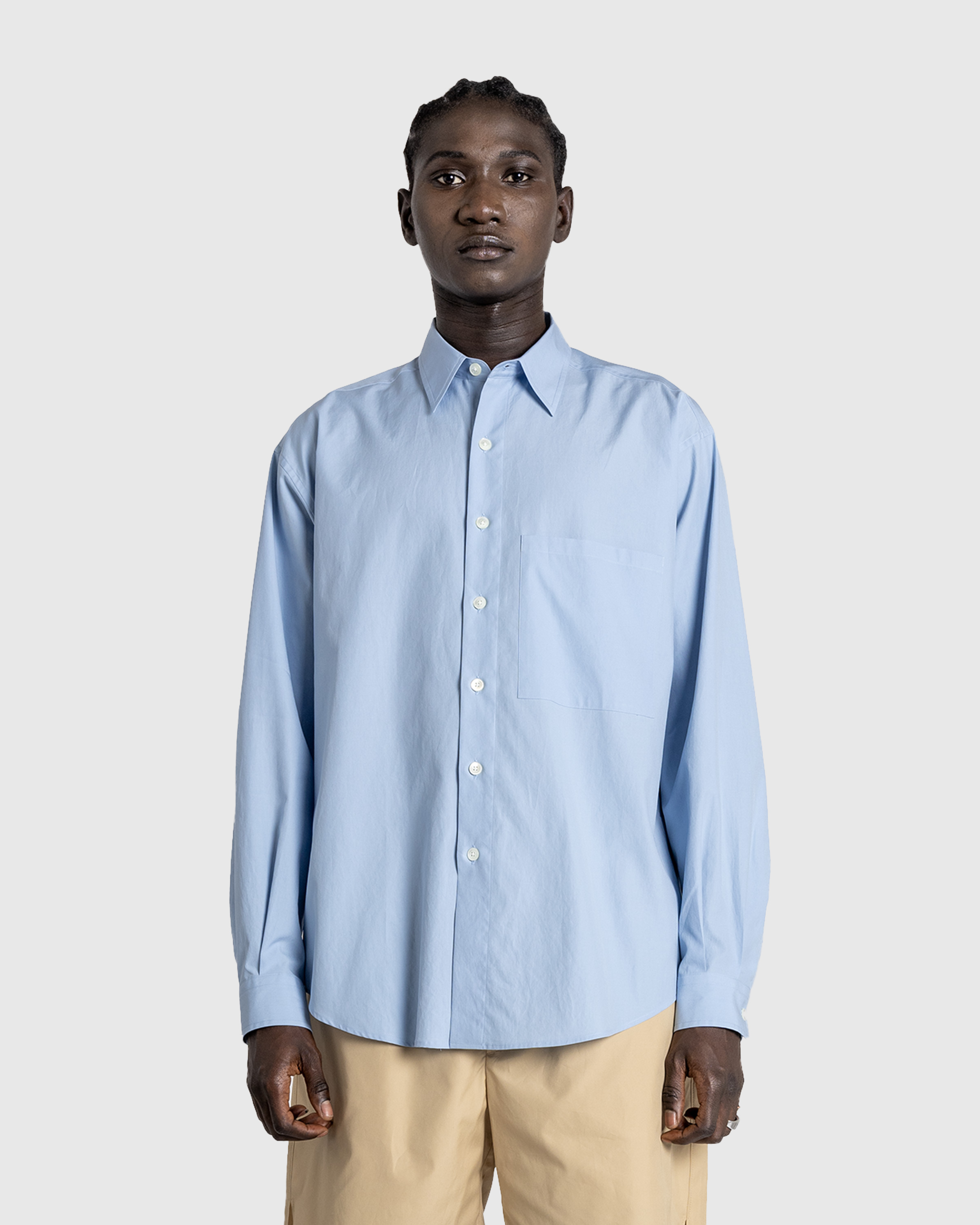 Auralee – Washed Finx Twill Big Shirt Sax Blue | Highsnobiety Shop