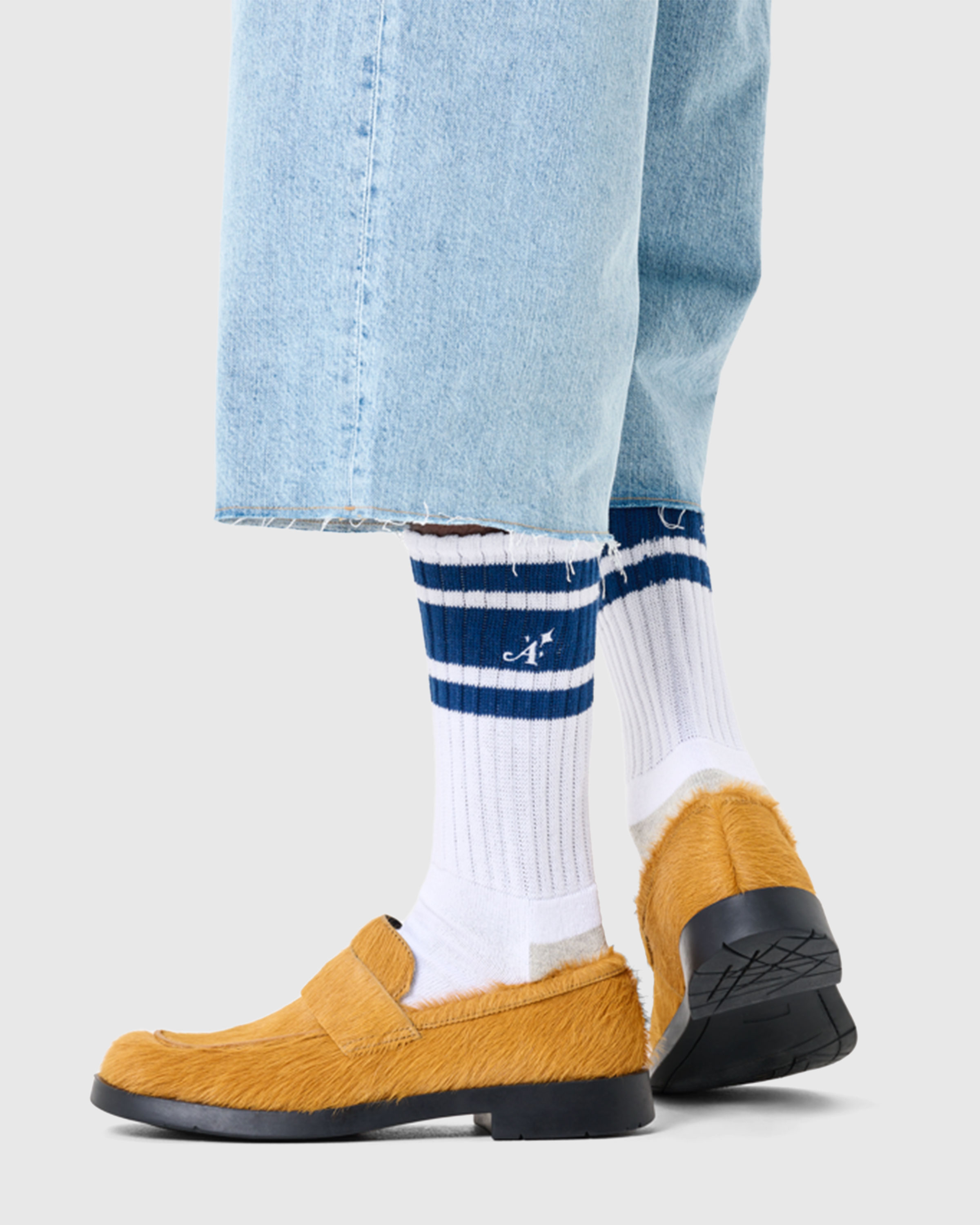 Happy Socks x Awake NY – Athletic Socks White/Blue - Ankle - White - Image 2