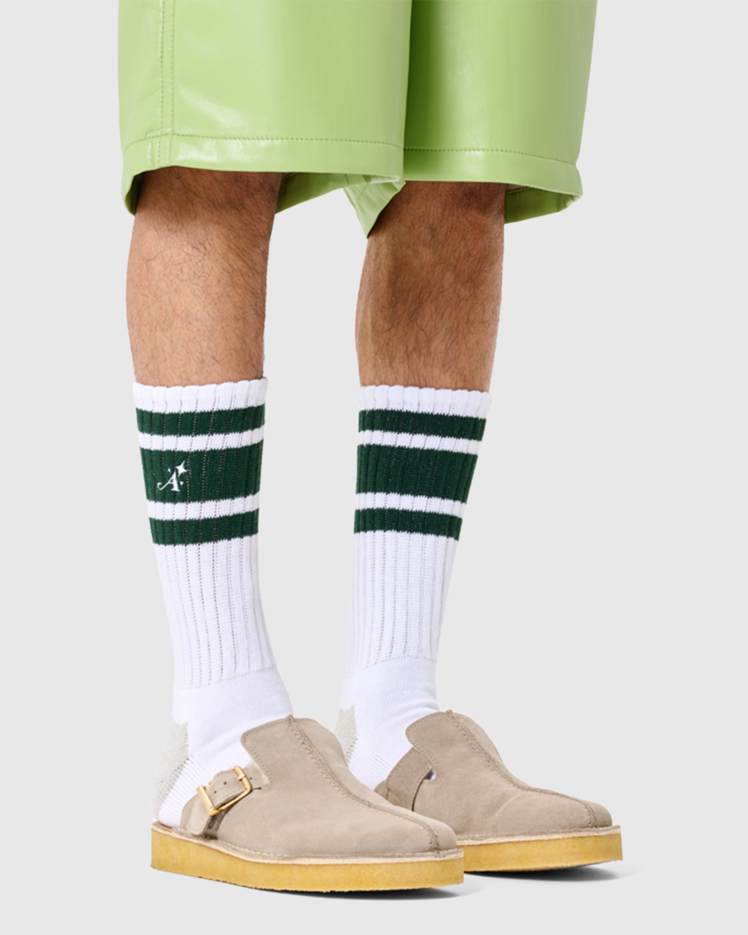 Happy Socks x Awake NY – Athletic Socks White/Green - Ankle - White - Image 2