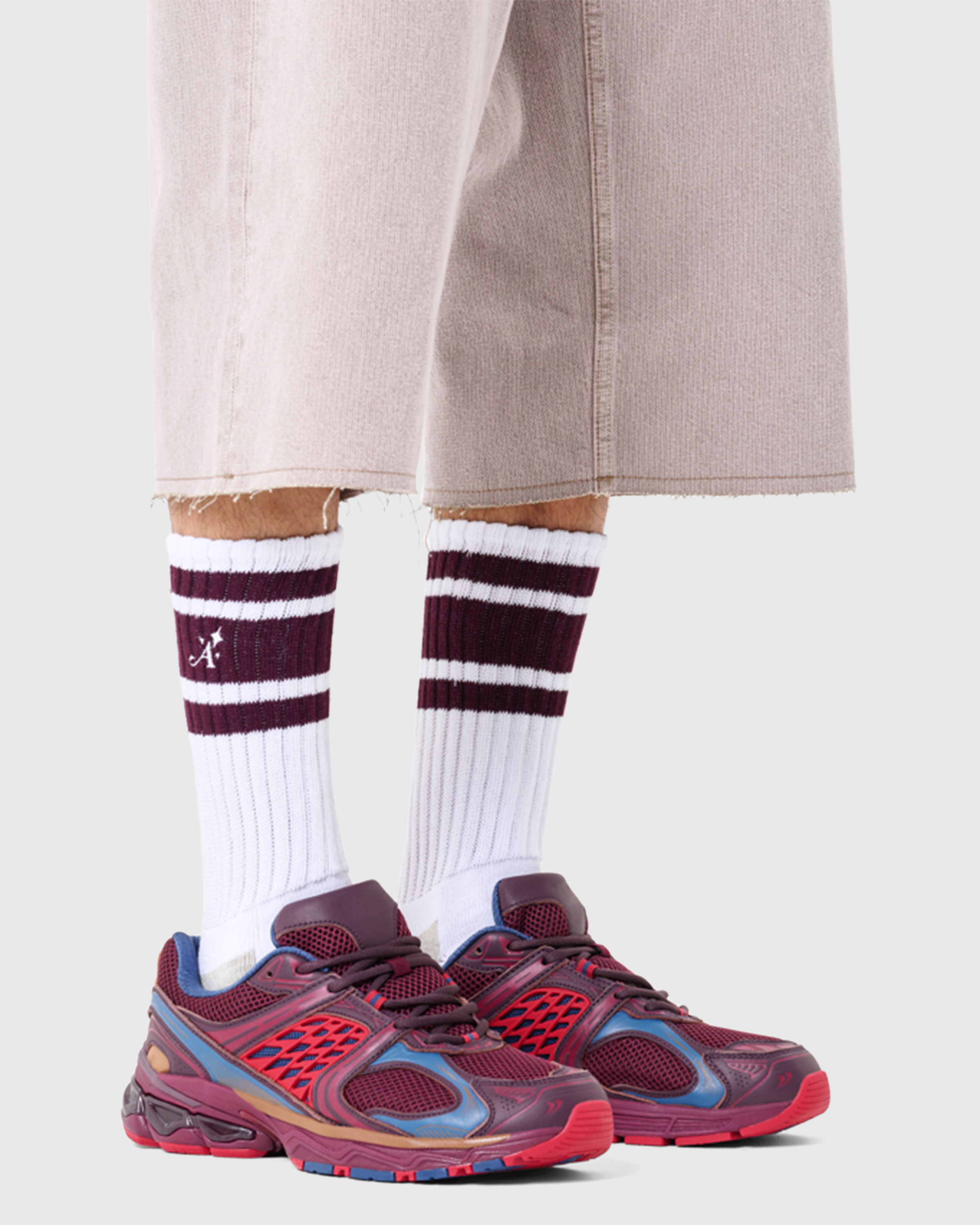 Happy Socks x Awake NY – Athletic Socks White/Red - Ankle - White - Image 2