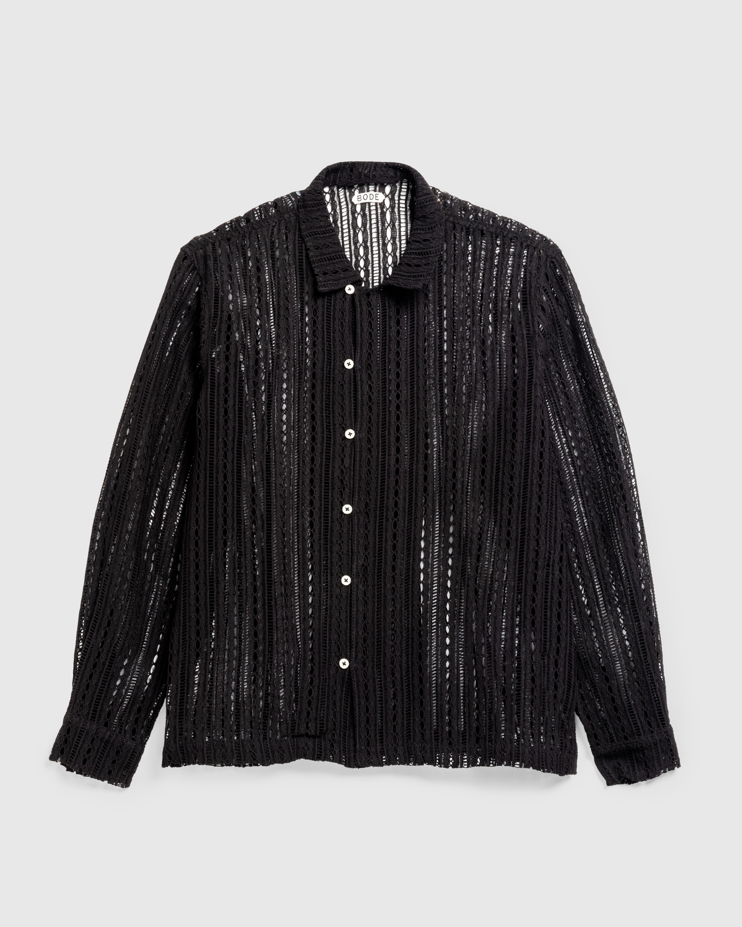 Bode – Meandering Lace Long-Sleeve Shirt Black - Longsleeve Shirts - Black - Image 1