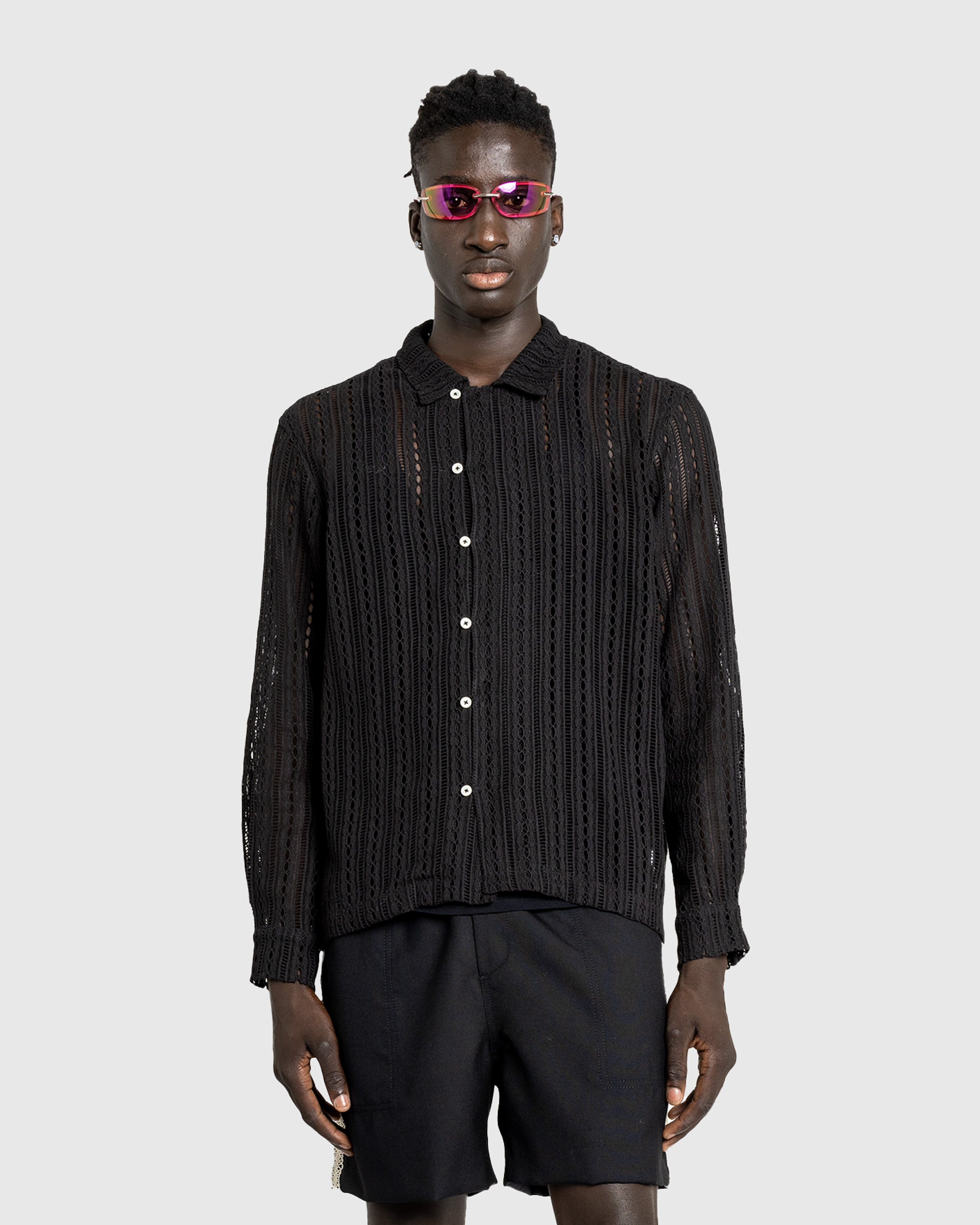 Bode – Meandering Lace Long-Sleeve Shirt Black - Longsleeve Shirts - Black - Image 2