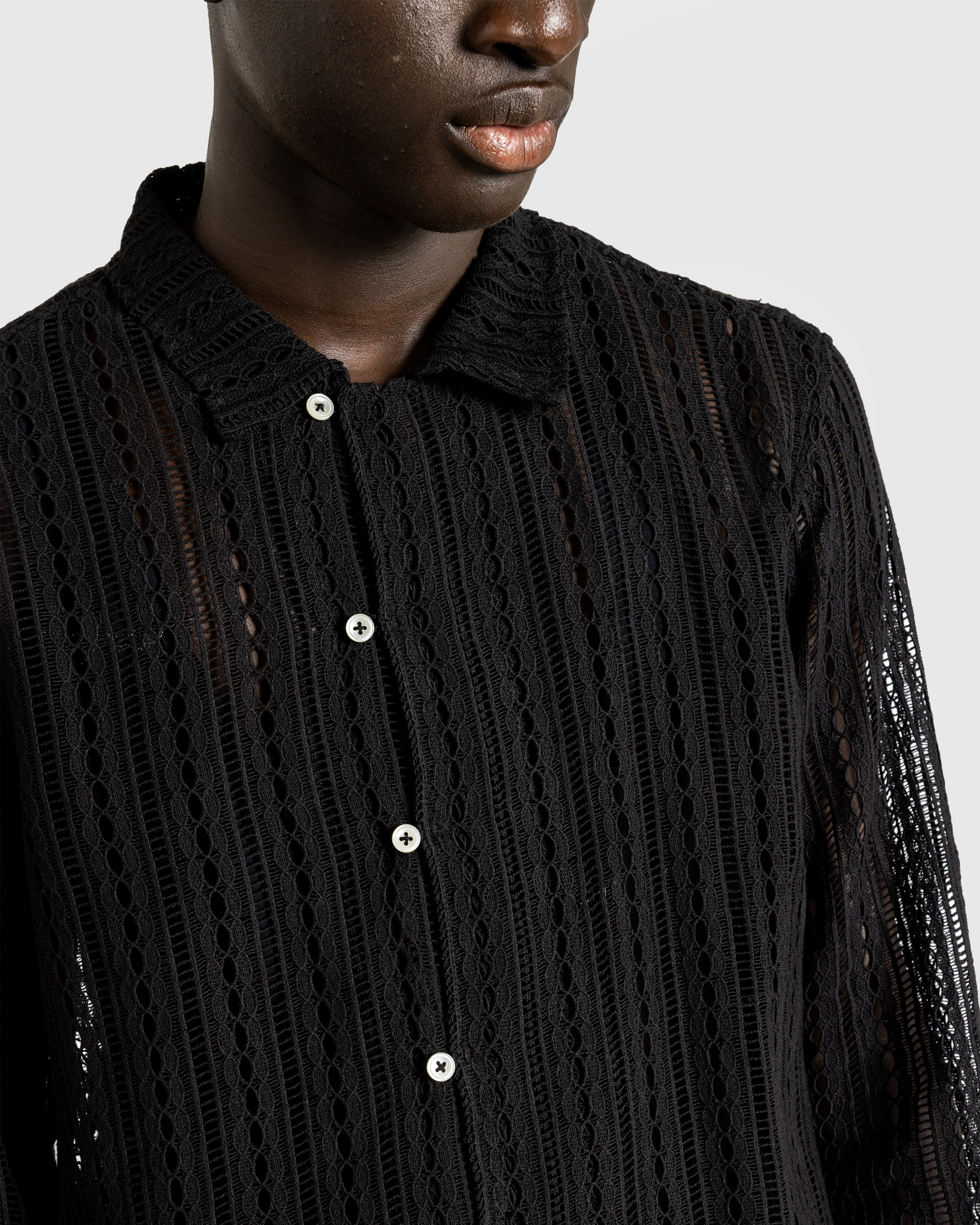 Bode – Meandering Lace Long-Sleeve Shirt Black - Longsleeve Shirts - Black - Image 5