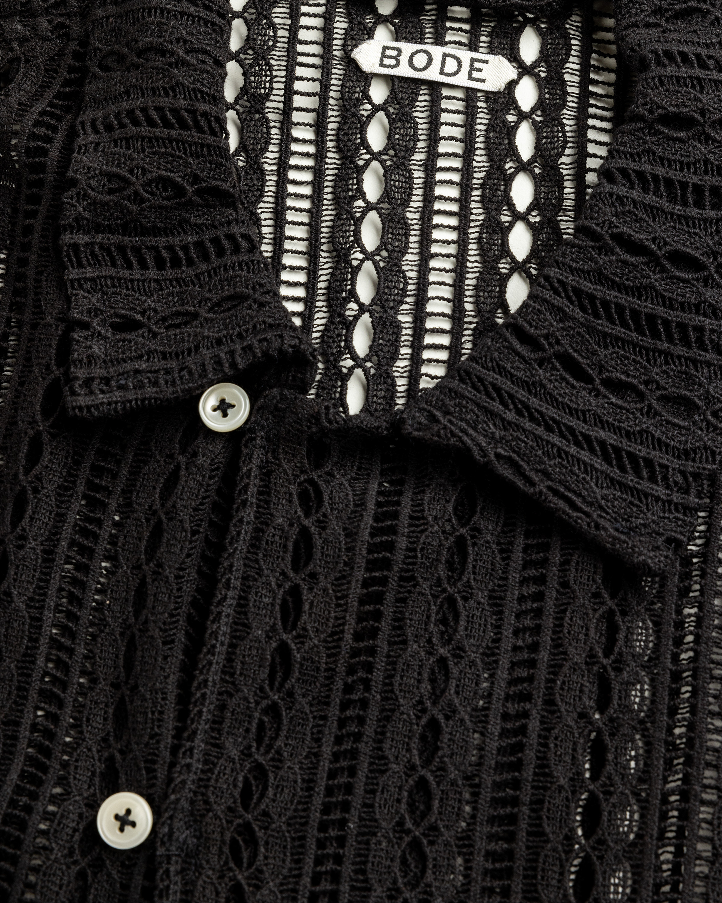 Bode – Meandering Lace Long-Sleeve Shirt Black - Longsleeve Shirts - Black - Image 6