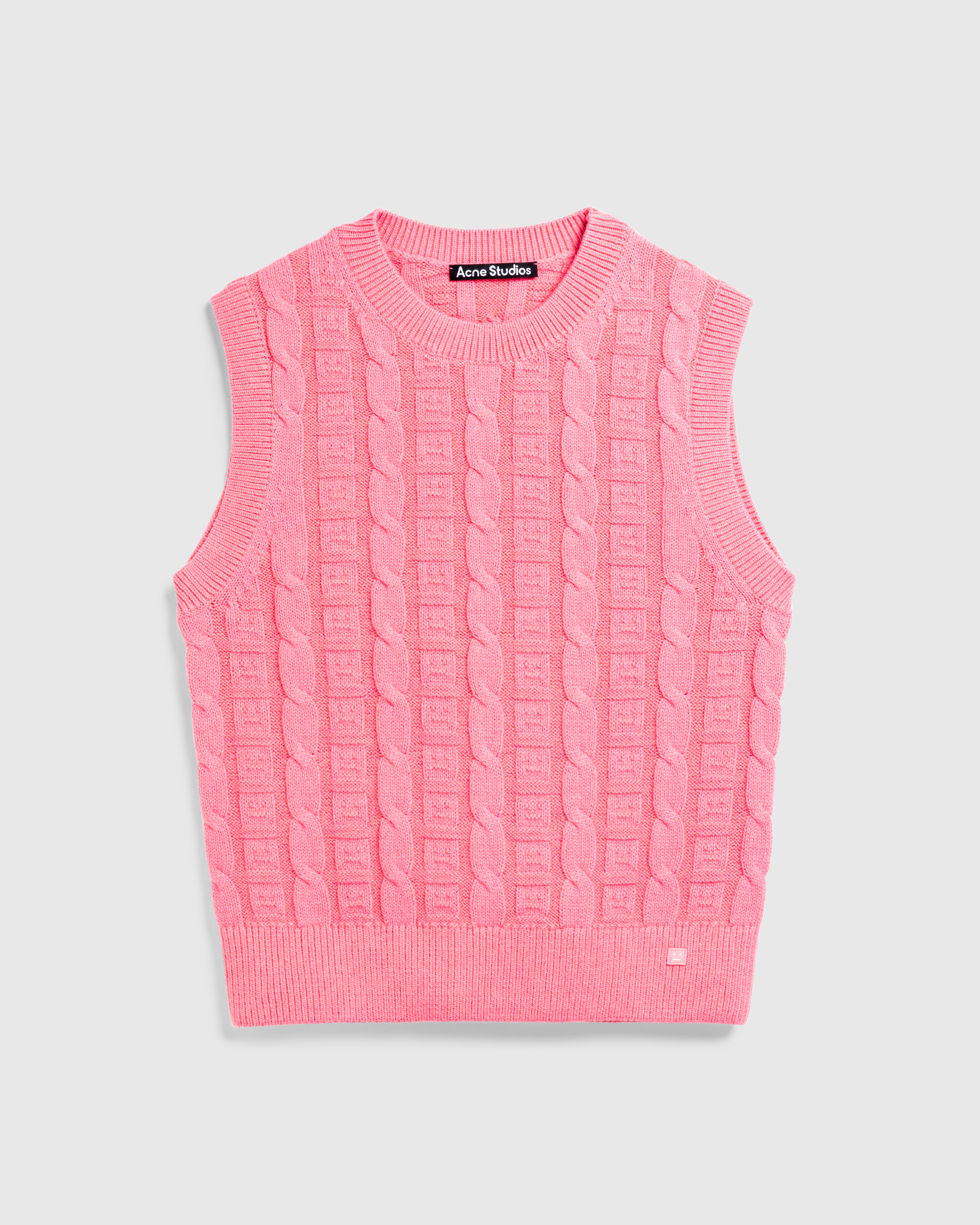 Acne Studios – Cable Wool Sleeveless Jumper Tango Pink - Sweatshirts - Pink - Image 1