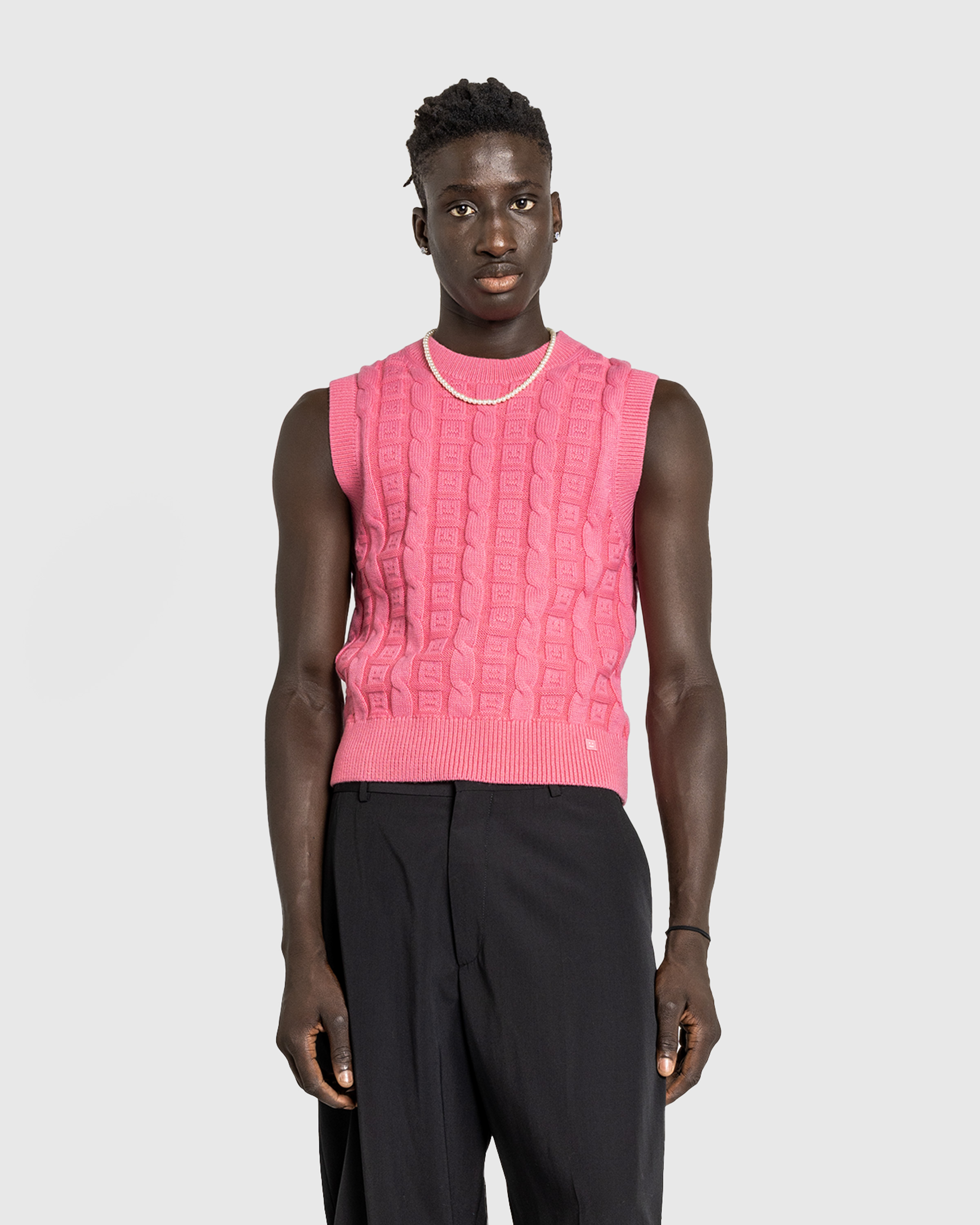 Acne Studios – Cable Wool Sleeveless Jumper Tango Pink - Sweatshirts - Pink - Image 2
