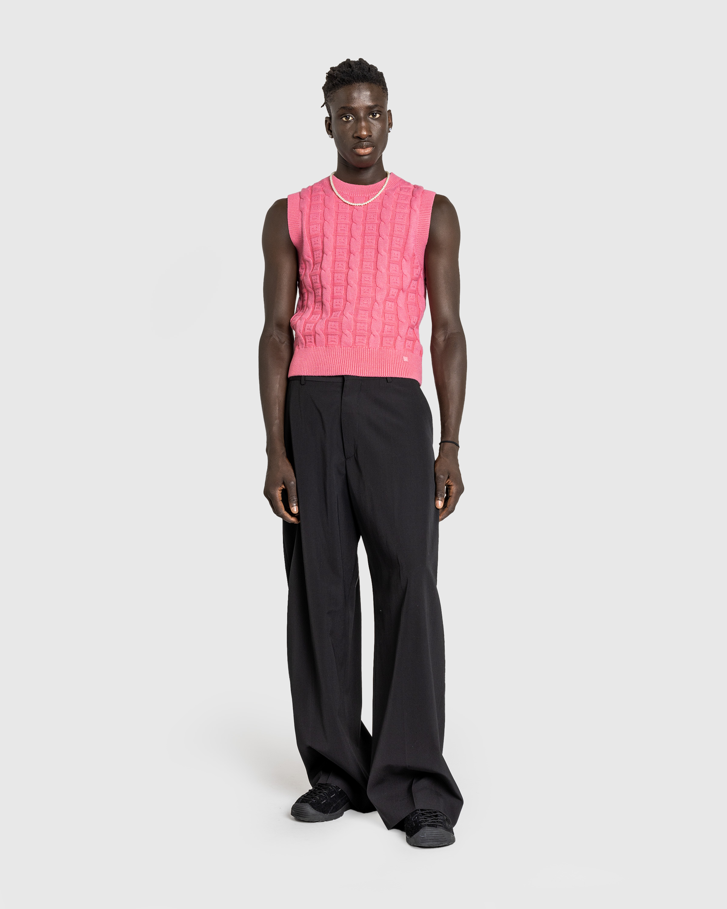 Acne Studios – Cable Wool Sleeveless Jumper Tango Pink - Sweatshirts - Pink - Image 3