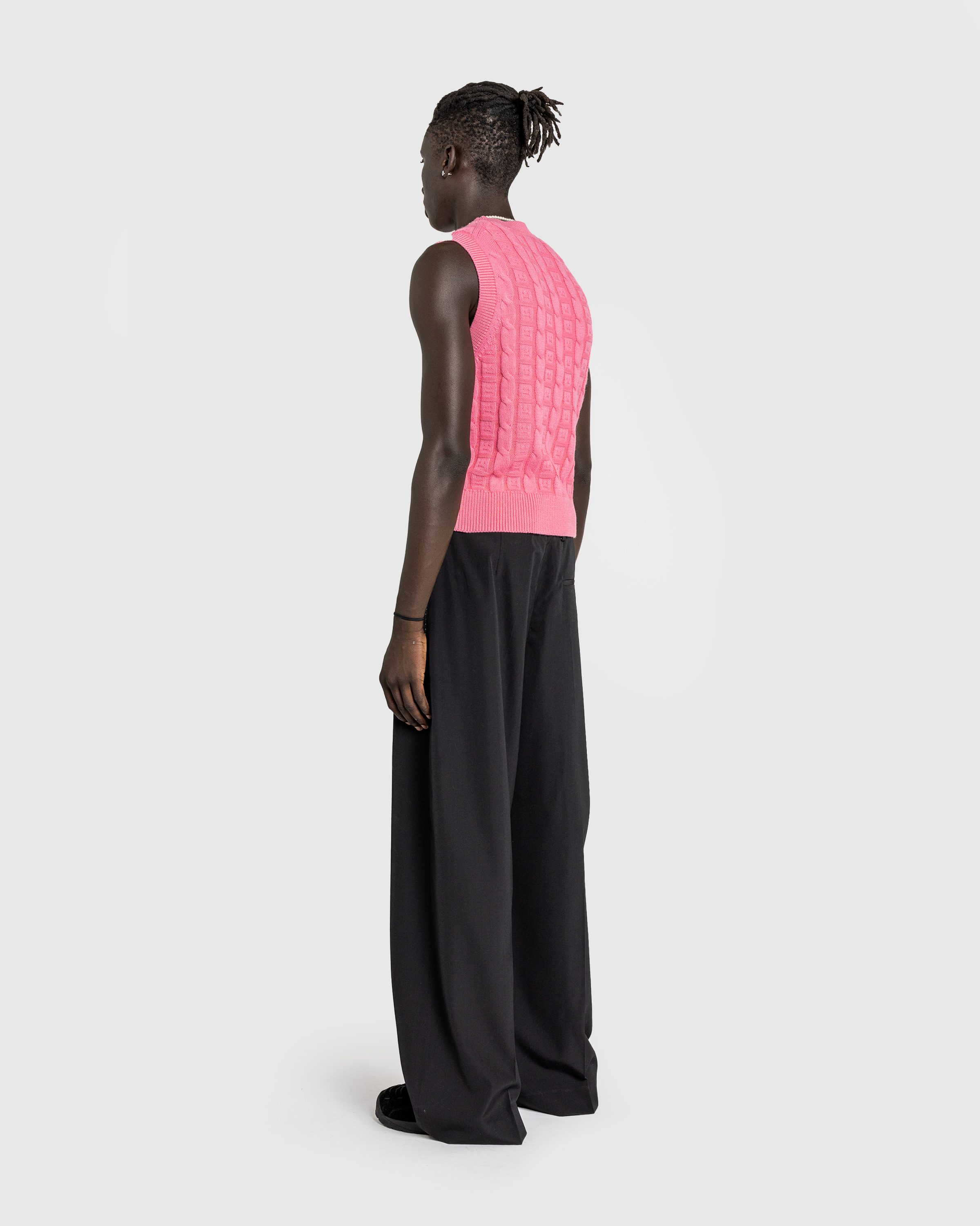 Acne Studios – Cable Wool Sleeveless Jumper Tango Pink - Sweatshirts - Pink - Image 4