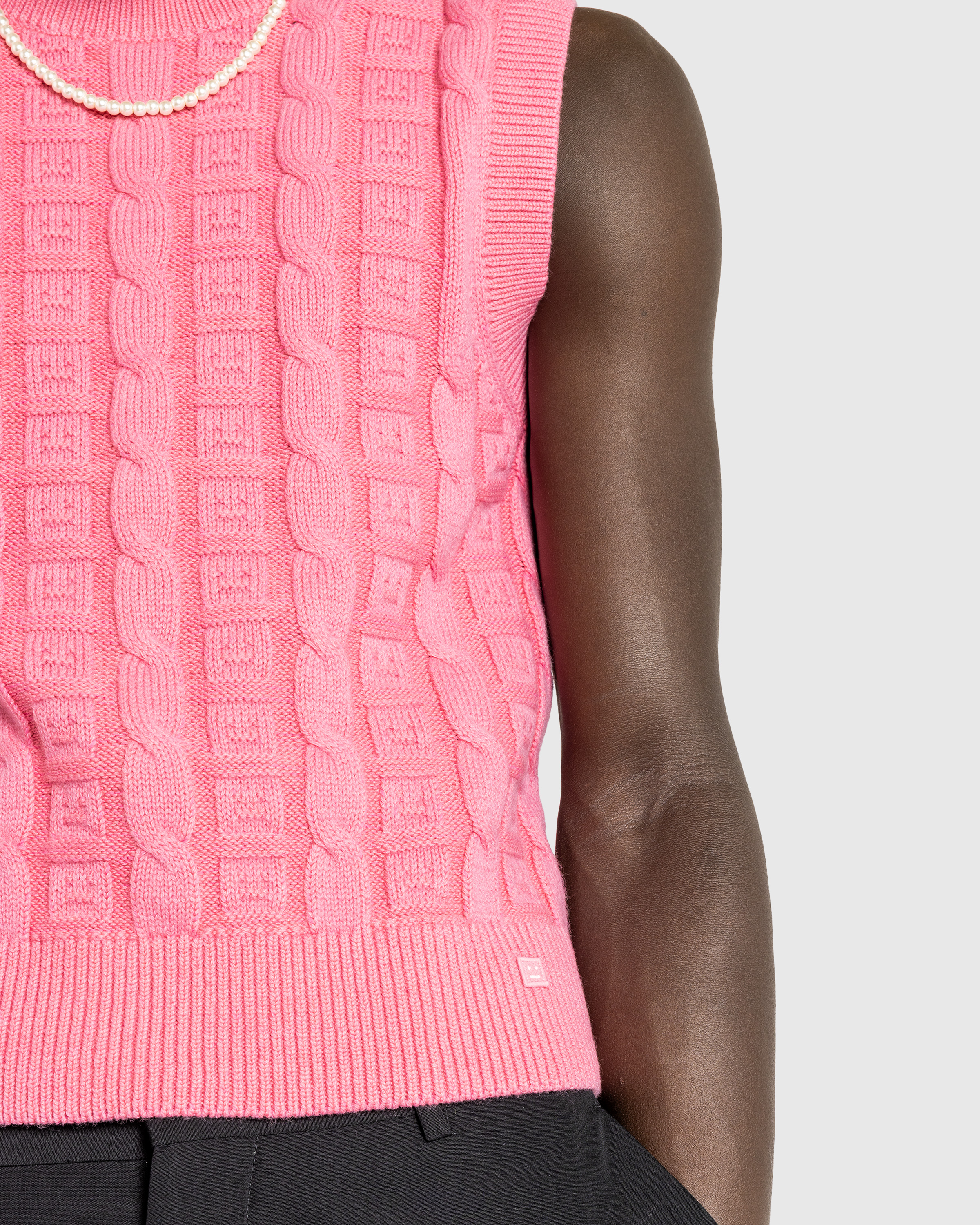 Acne Studios – Cable Wool Sleeveless Jumper Tango Pink - Sweatshirts - Pink - Image 5