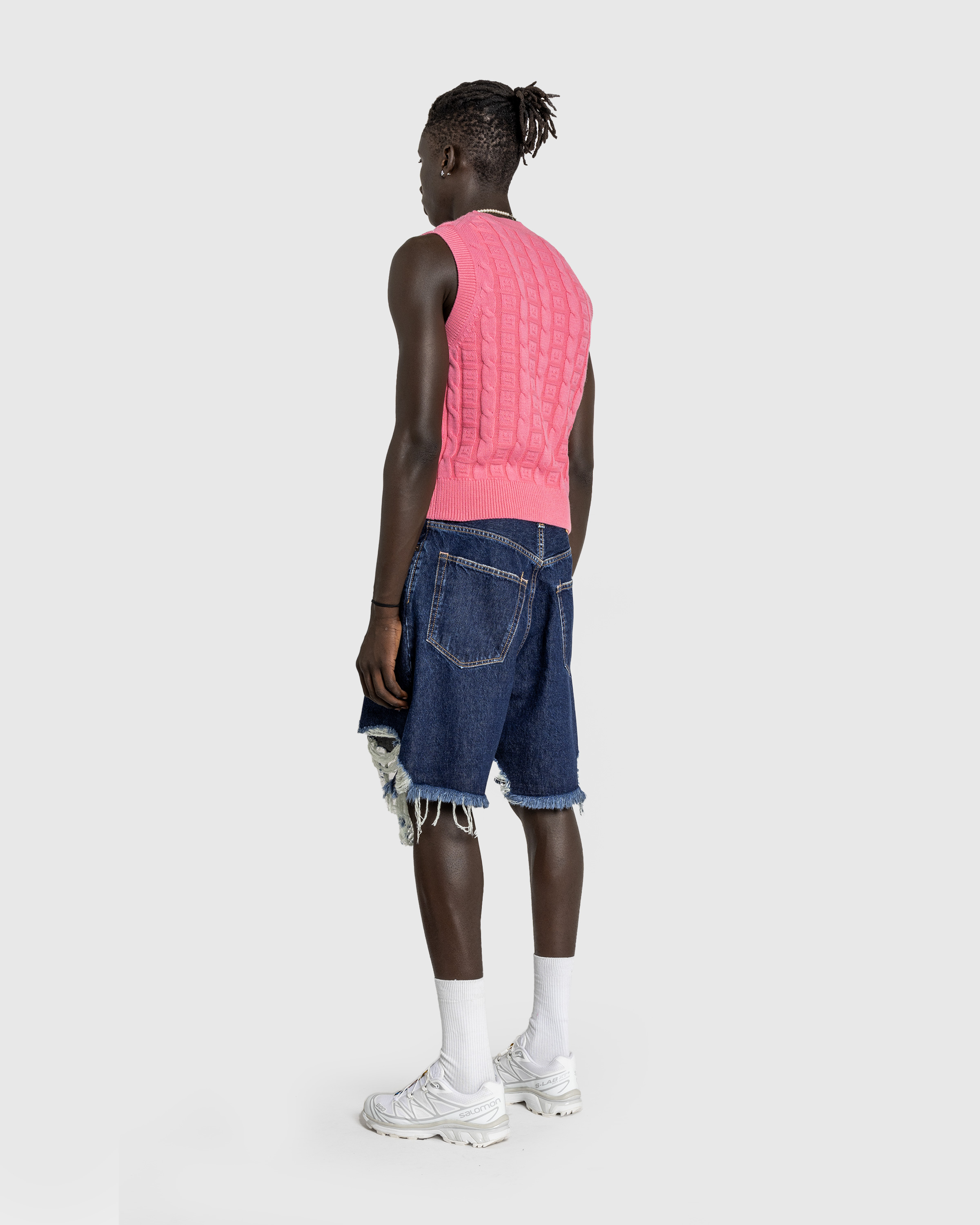 Acne Studios – Distressed Denim Shorts Mid Blue - Cargo Shorts - Blue - Image 4