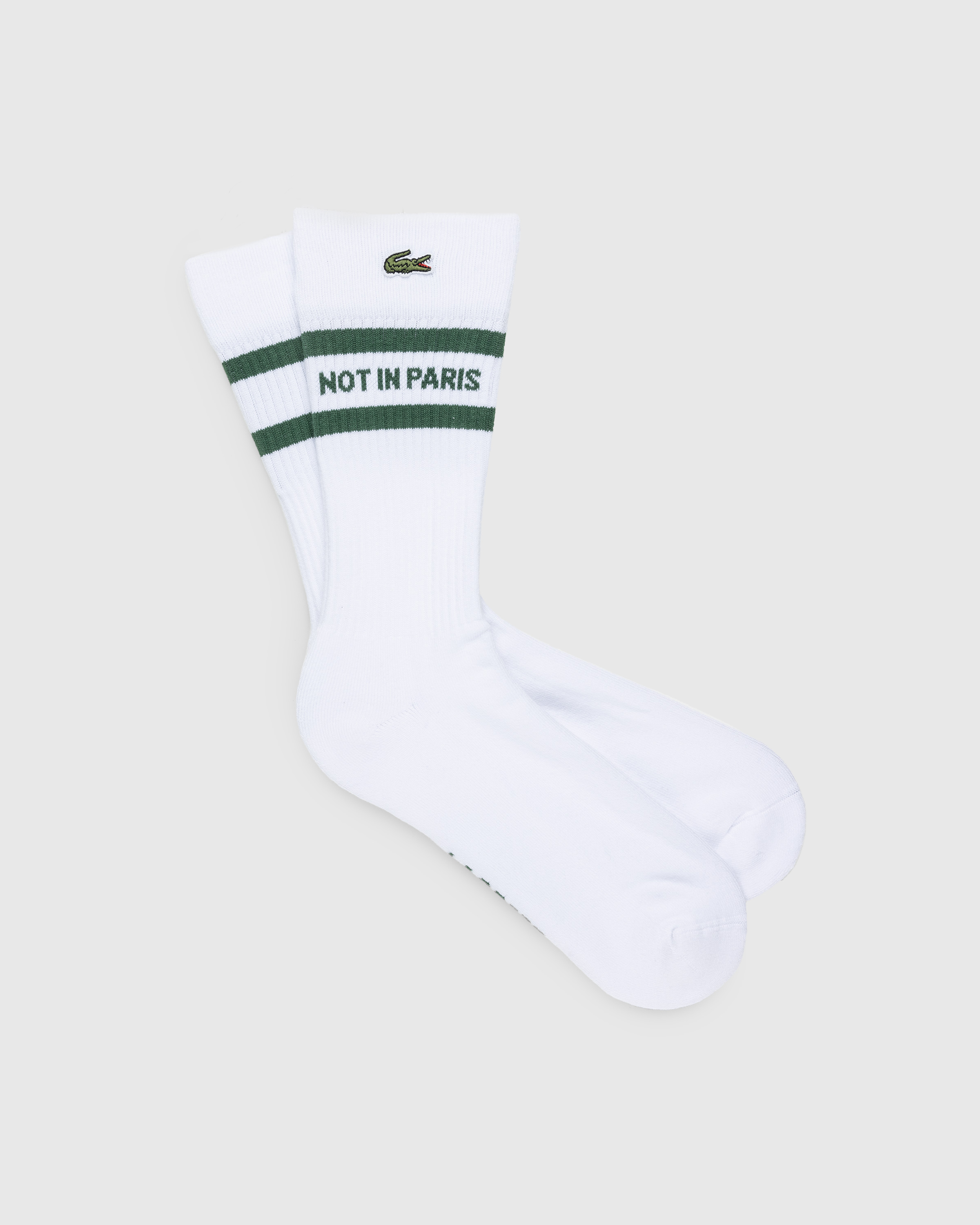 Lacoste x Highsnobiety – Not In Paris Socks White/Green - Crew - White - Image 1