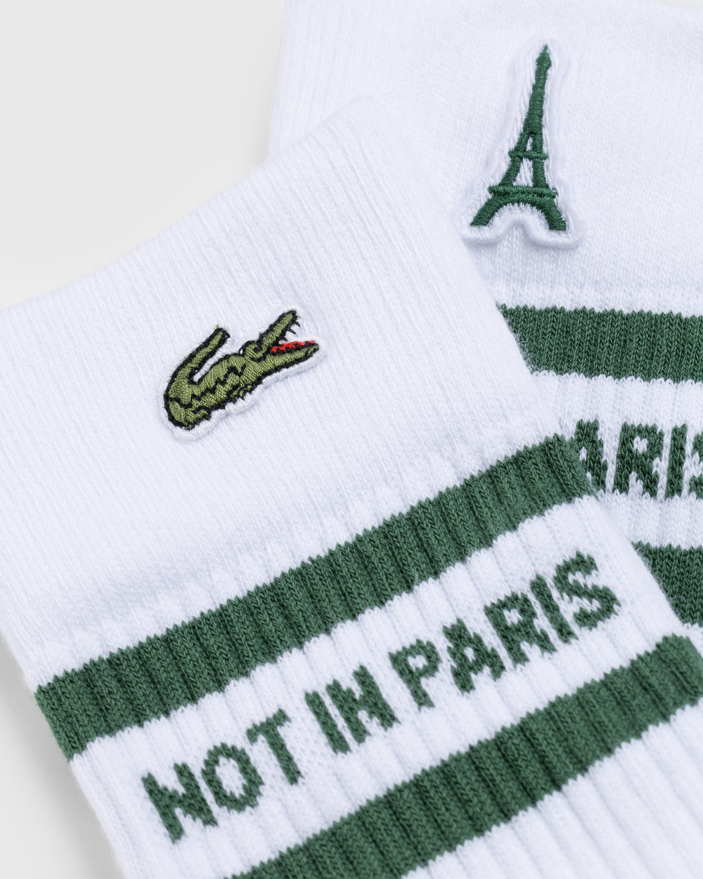 Lacoste x Highsnobiety – Not In Paris Socks White/Green - Crew - White - Image 3
