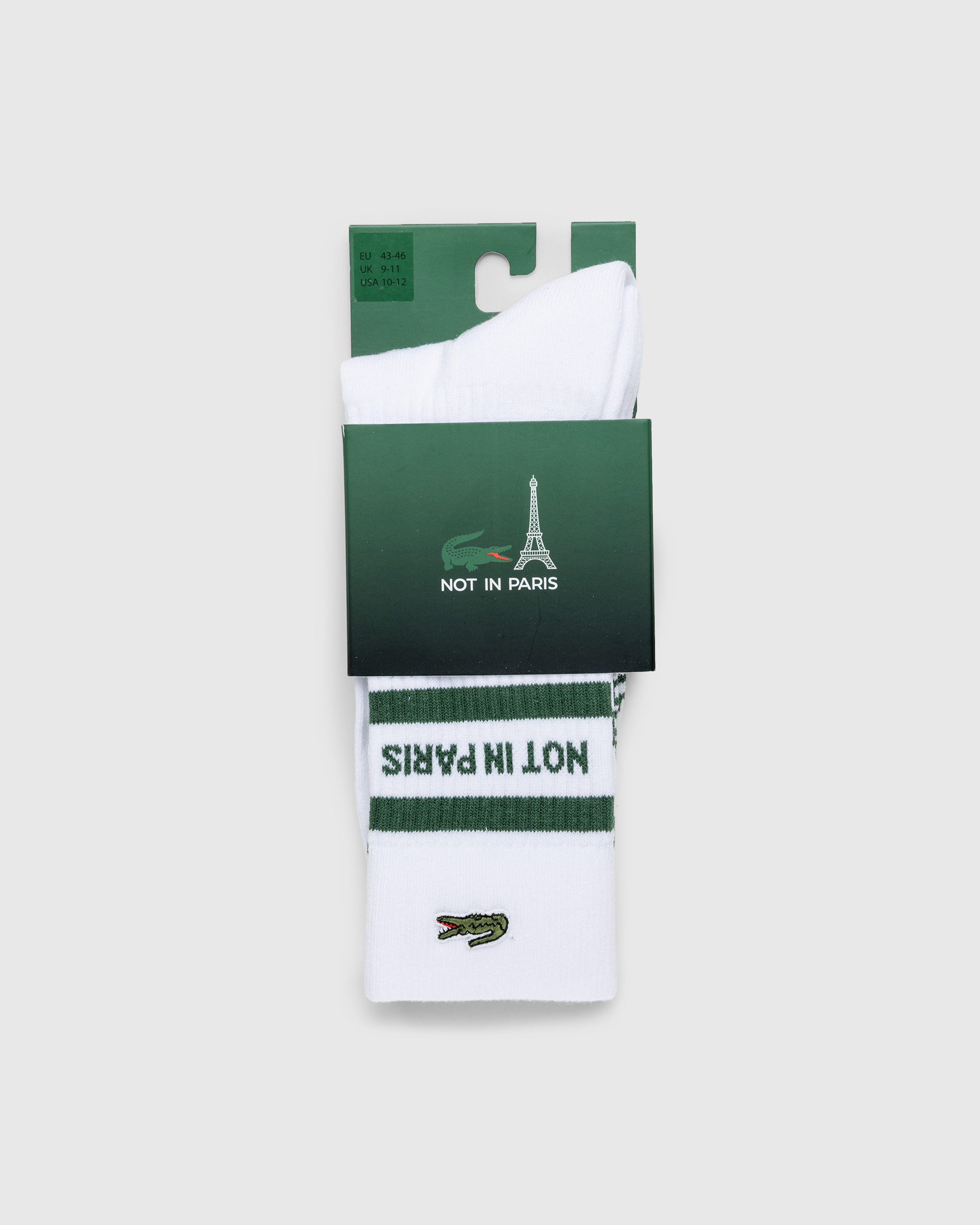 Lacoste x Highsnobiety – Not In Paris Socks White/Green - Crew - White - Image 4