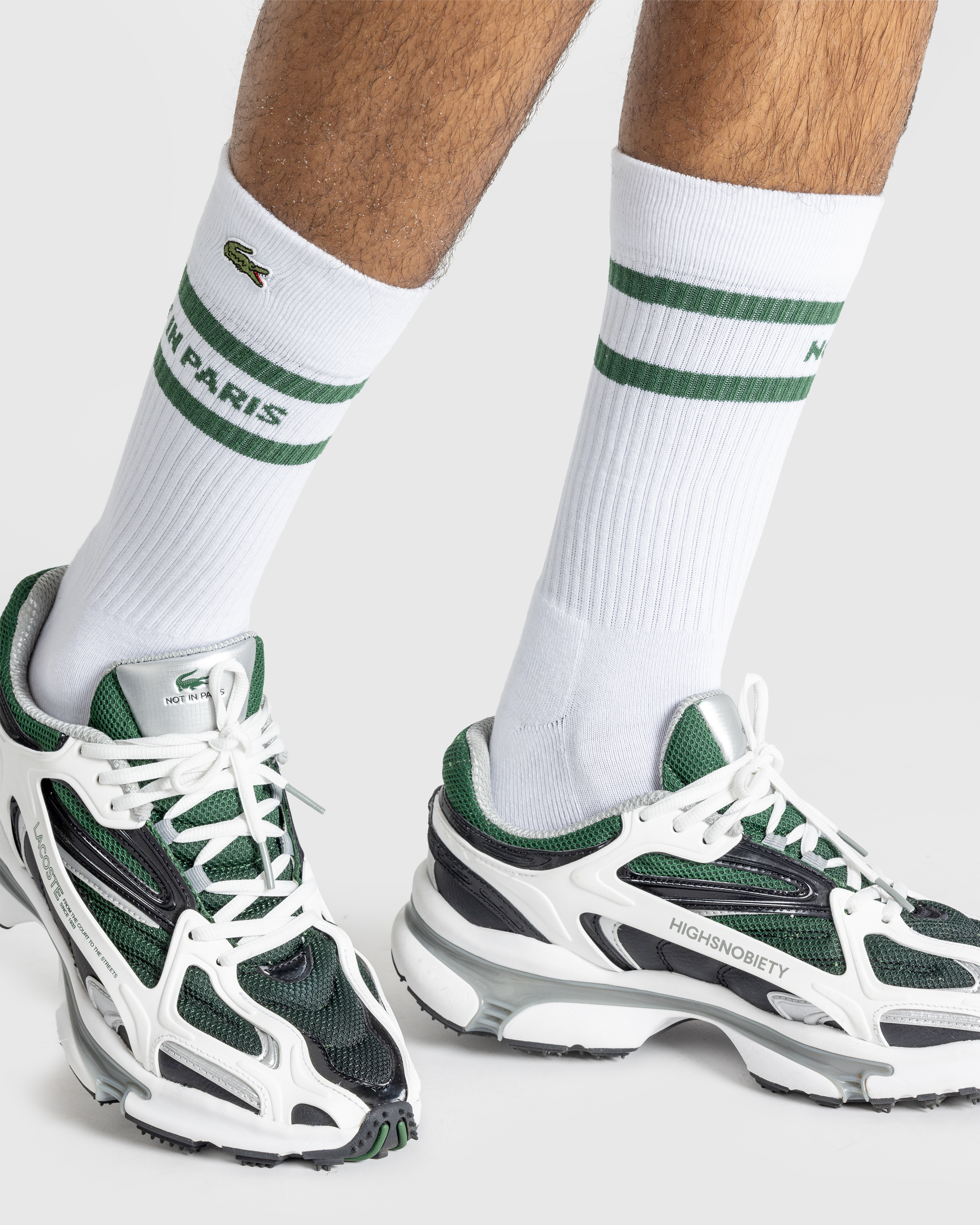 Lacoste x Highsnobiety – Not In Paris Socks White/Green - Crew - White - Image 2