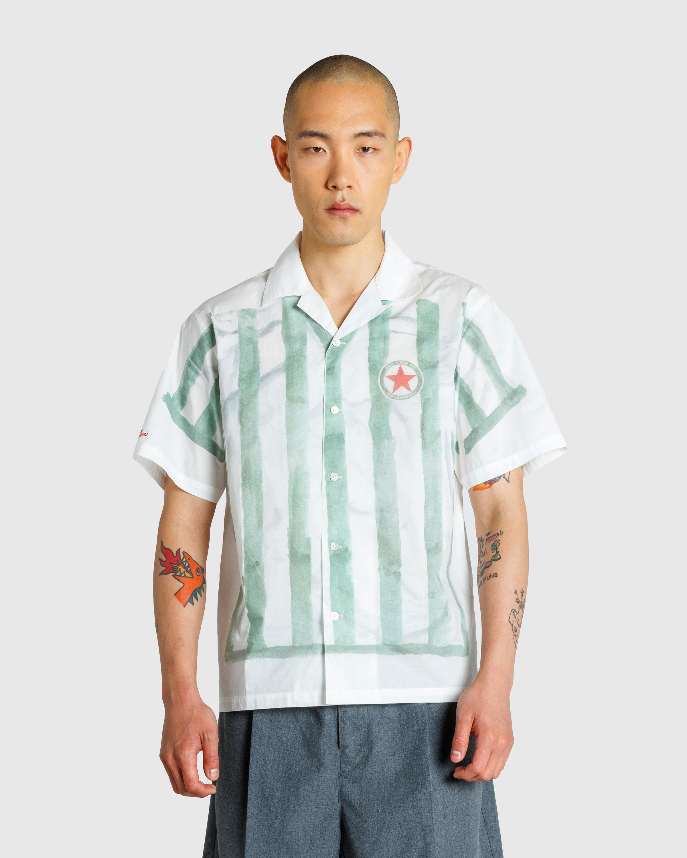 Red Star x Highsnobiety – Football Kit Shirt White/Green - Tees - White - Image 2