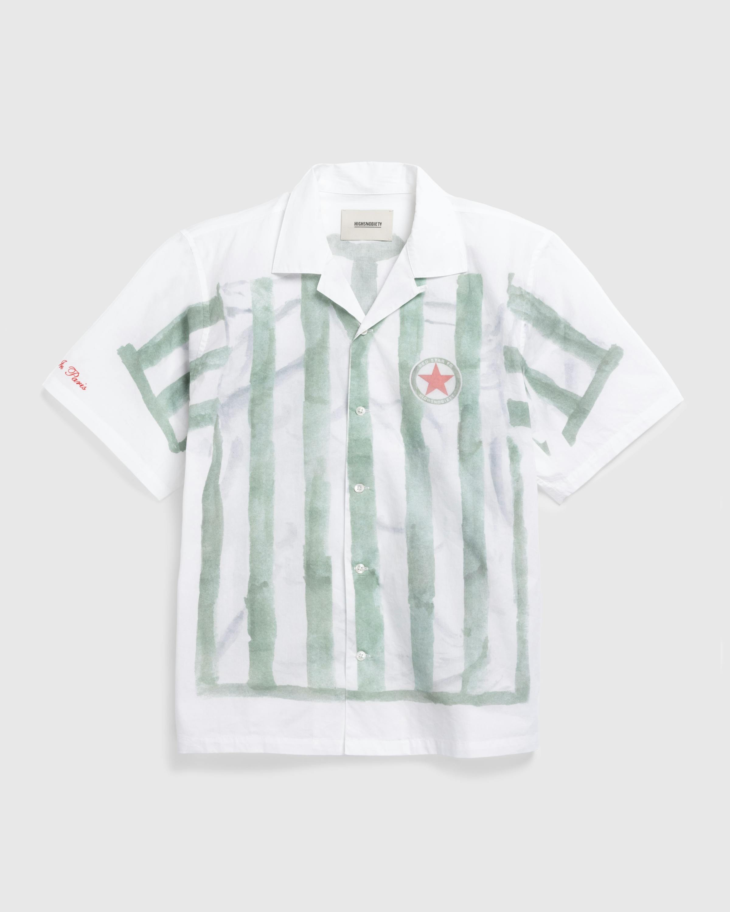 Red Star x Highsnobiety – Football Kit Shirt White/Green - Tees - White - Image 1