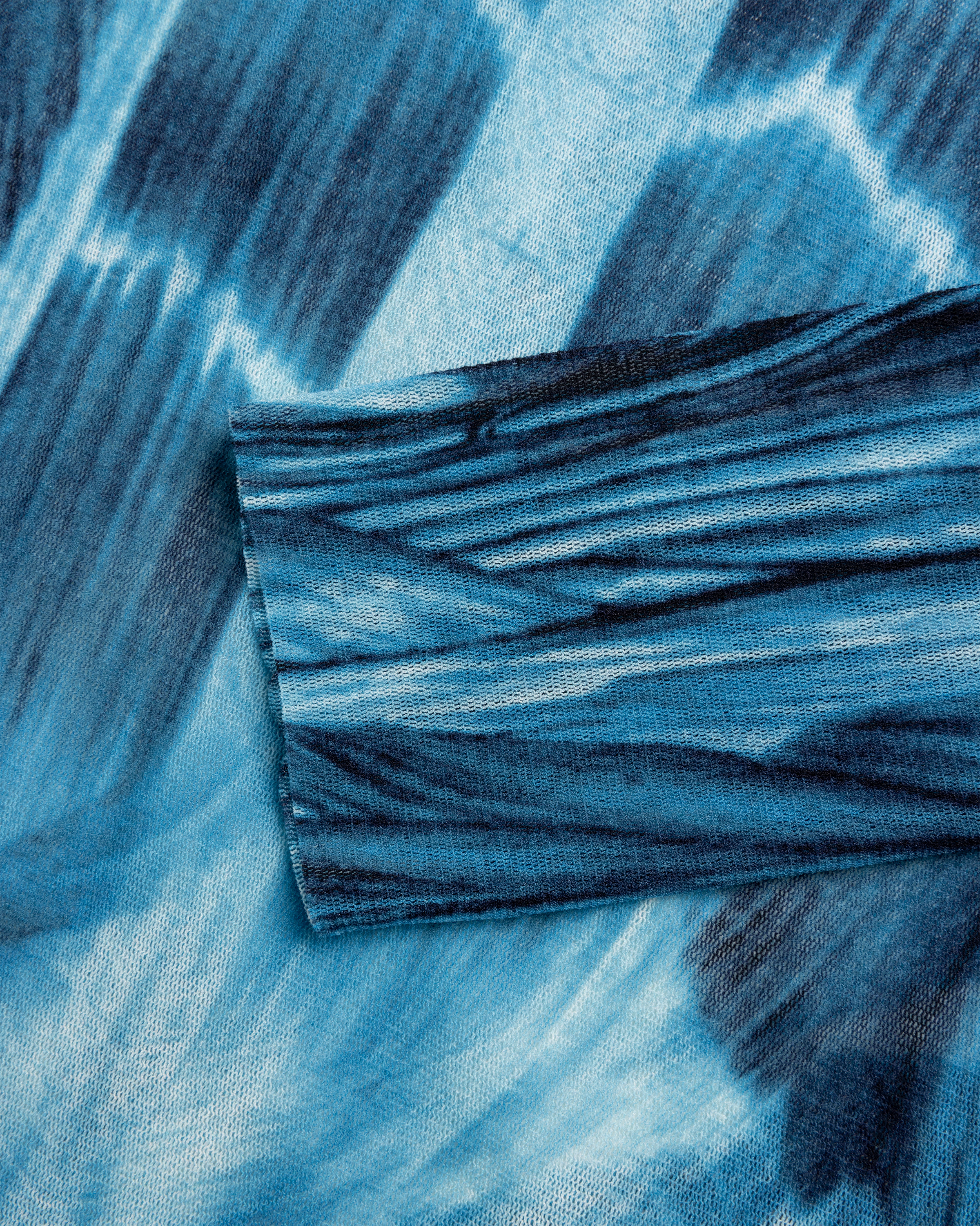 Jean Paul Gaultier – Mesh Long-Sleeve Top Printed "Ecorche" Blue/Light blue/White - Longsleeves - Blue - Image 7