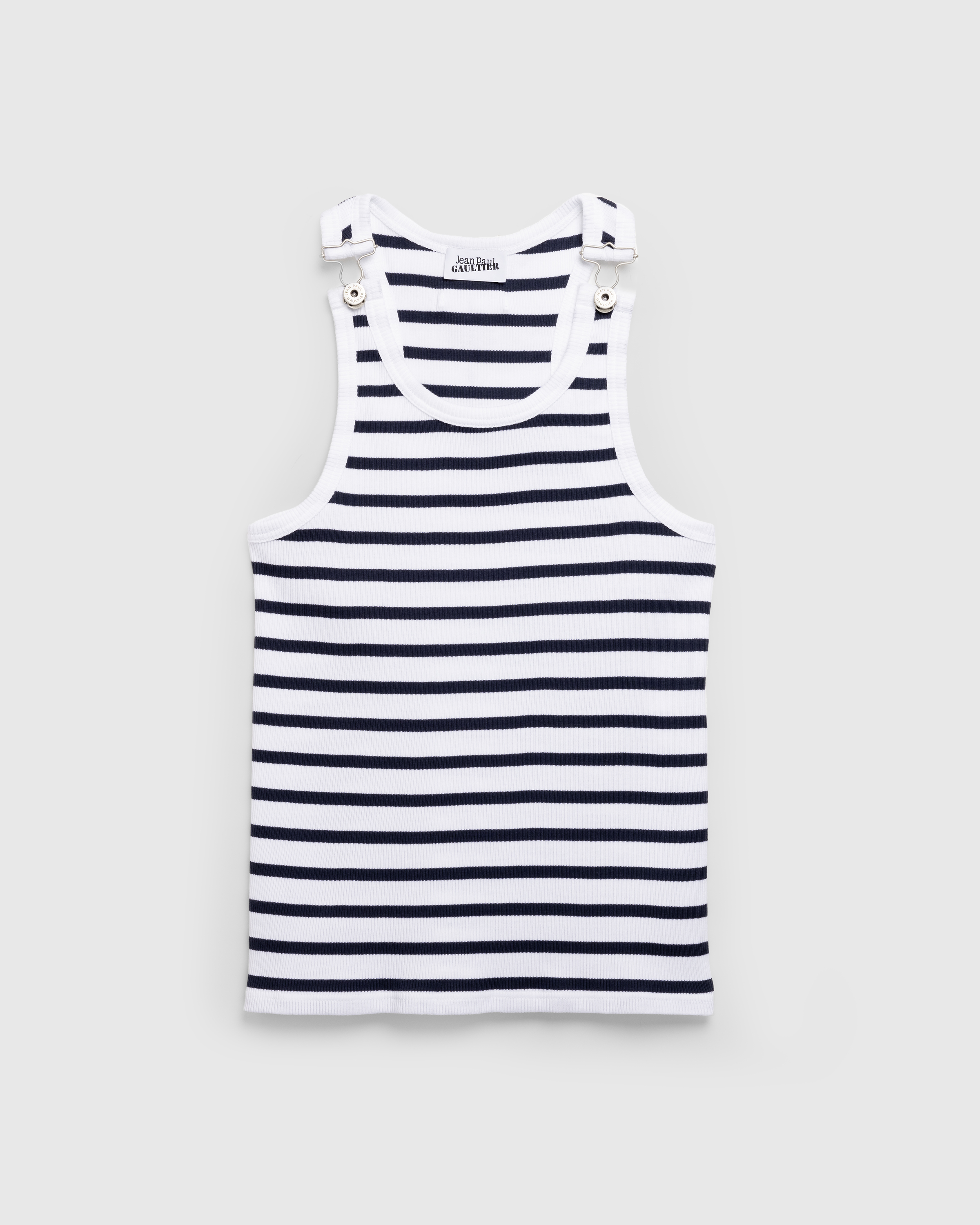 Jean Paul Gaultier – Ribbed Mariniere Tank Top White/Navy - Tank Tops - White - Image 1
