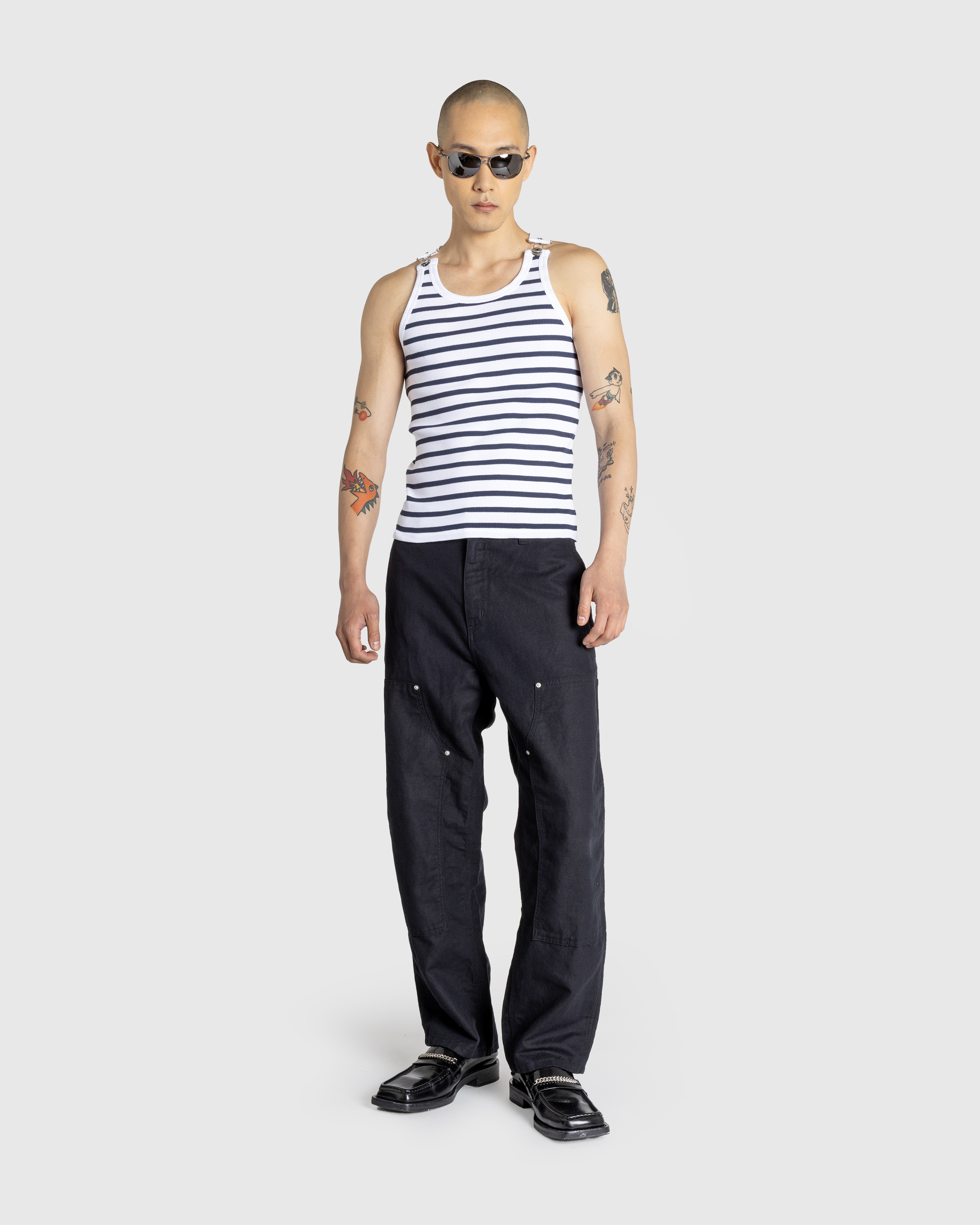 Jean Paul Gaultier – Ribbed Mariniere Tank Top White/Navy - Tank Tops - White - Image 3