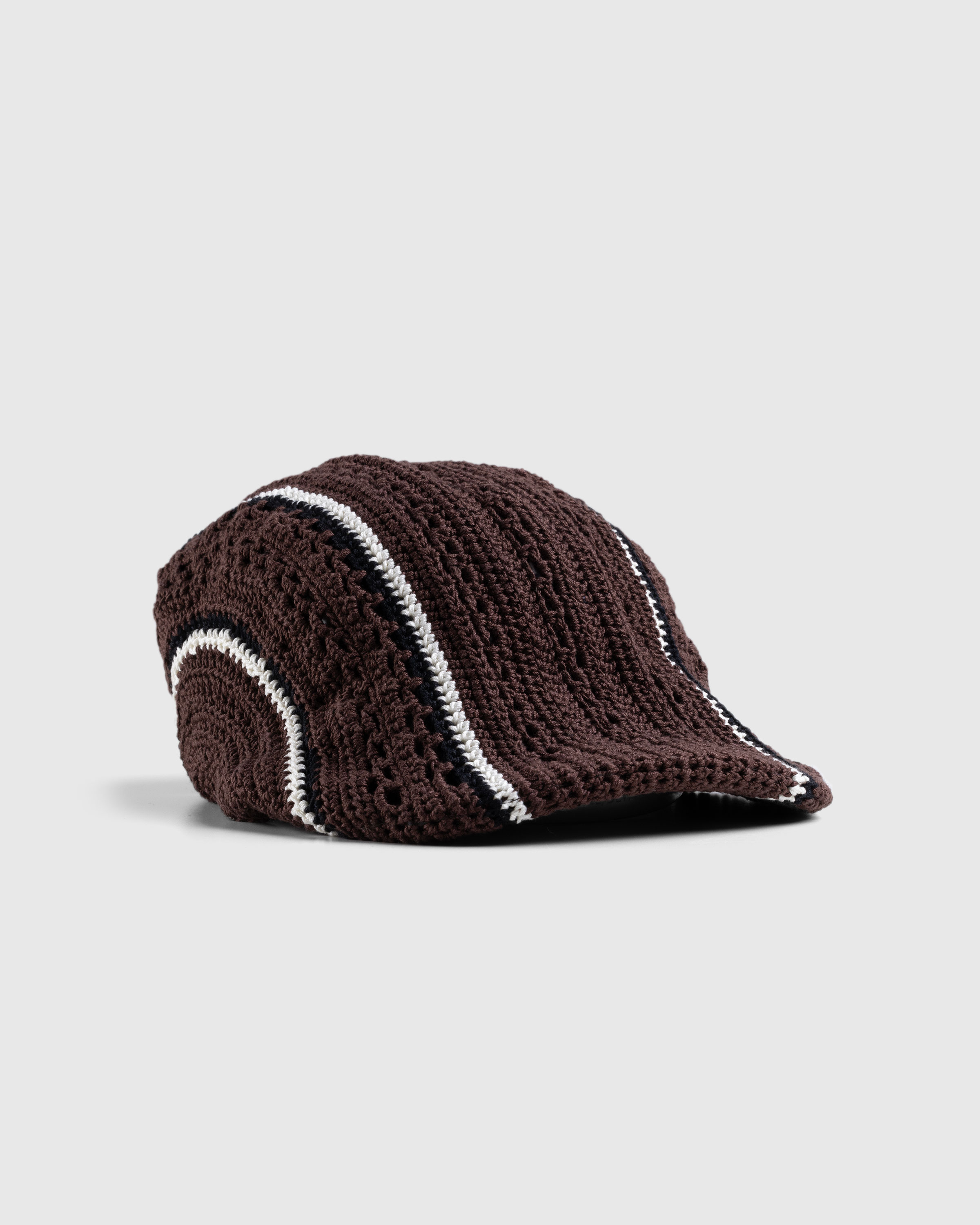 SSU – Crochet Flat Hat Brown/Chalk - Flat Caps - Brown - Image 1