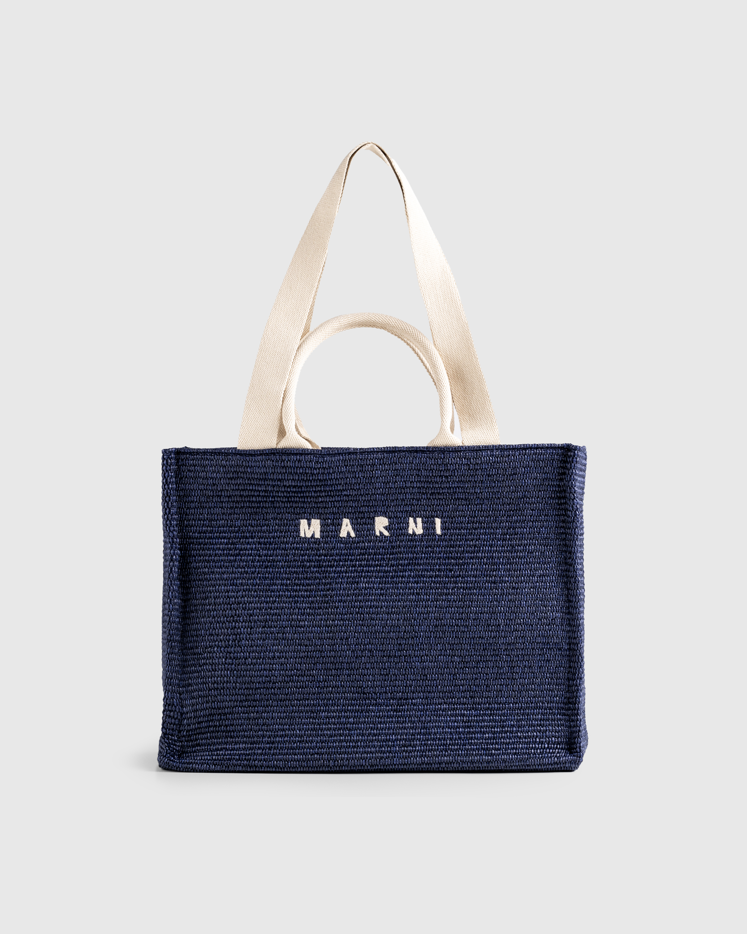 Marni – Large Raffia Tote Bag Ultramarine - Tote Bags - Blue - Image 1