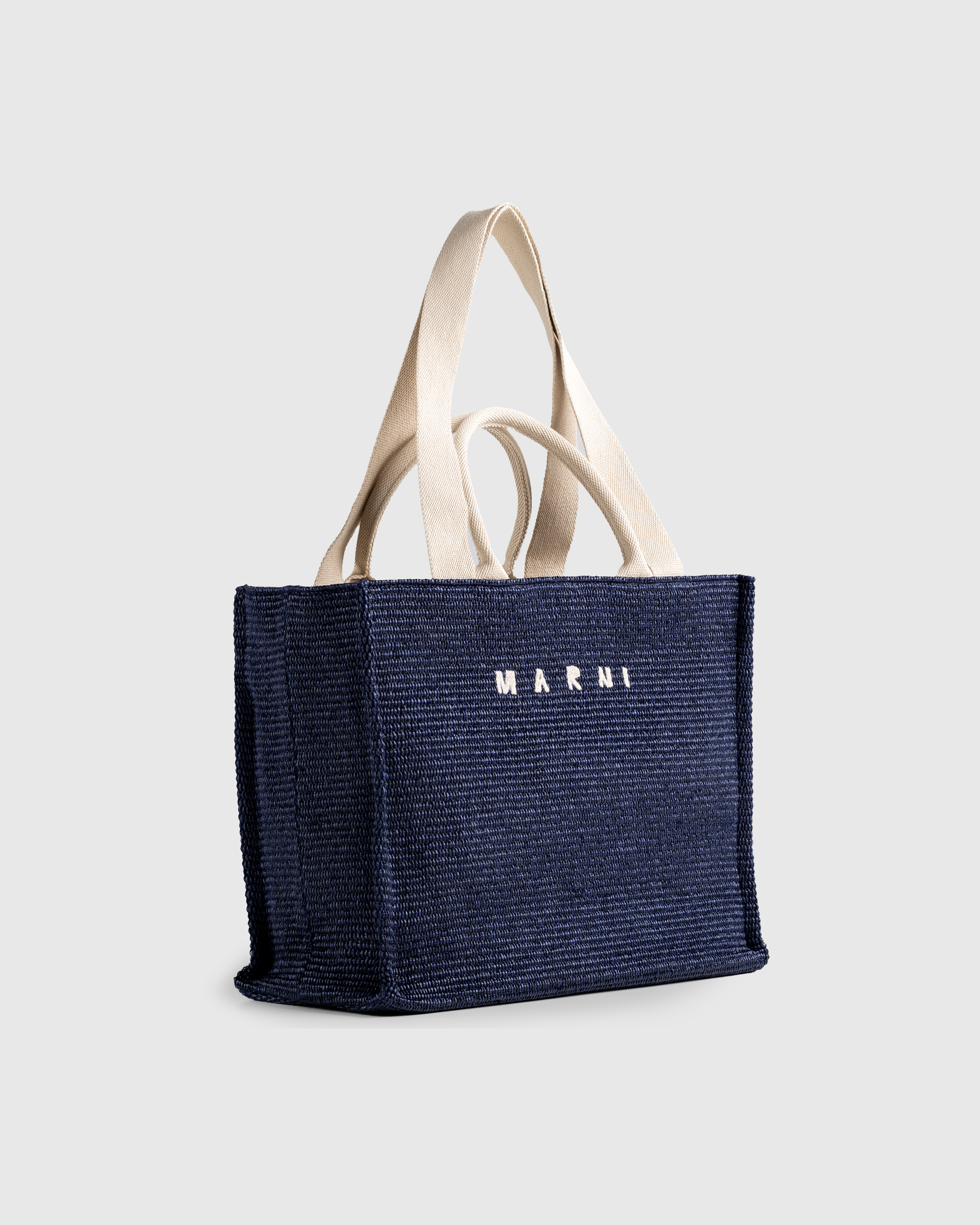 Marni – Large Raffia Tote Bag Ultramarine - Tote Bags - Blue - Image 3