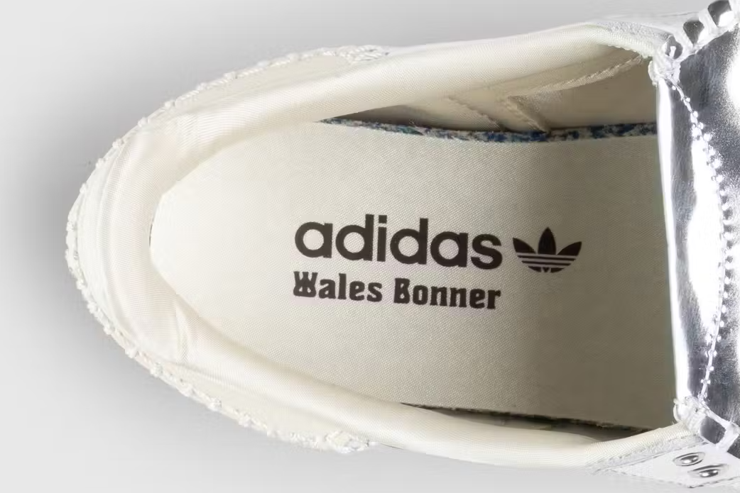Close-up of Wales Bonner Adidas Metallic Silver