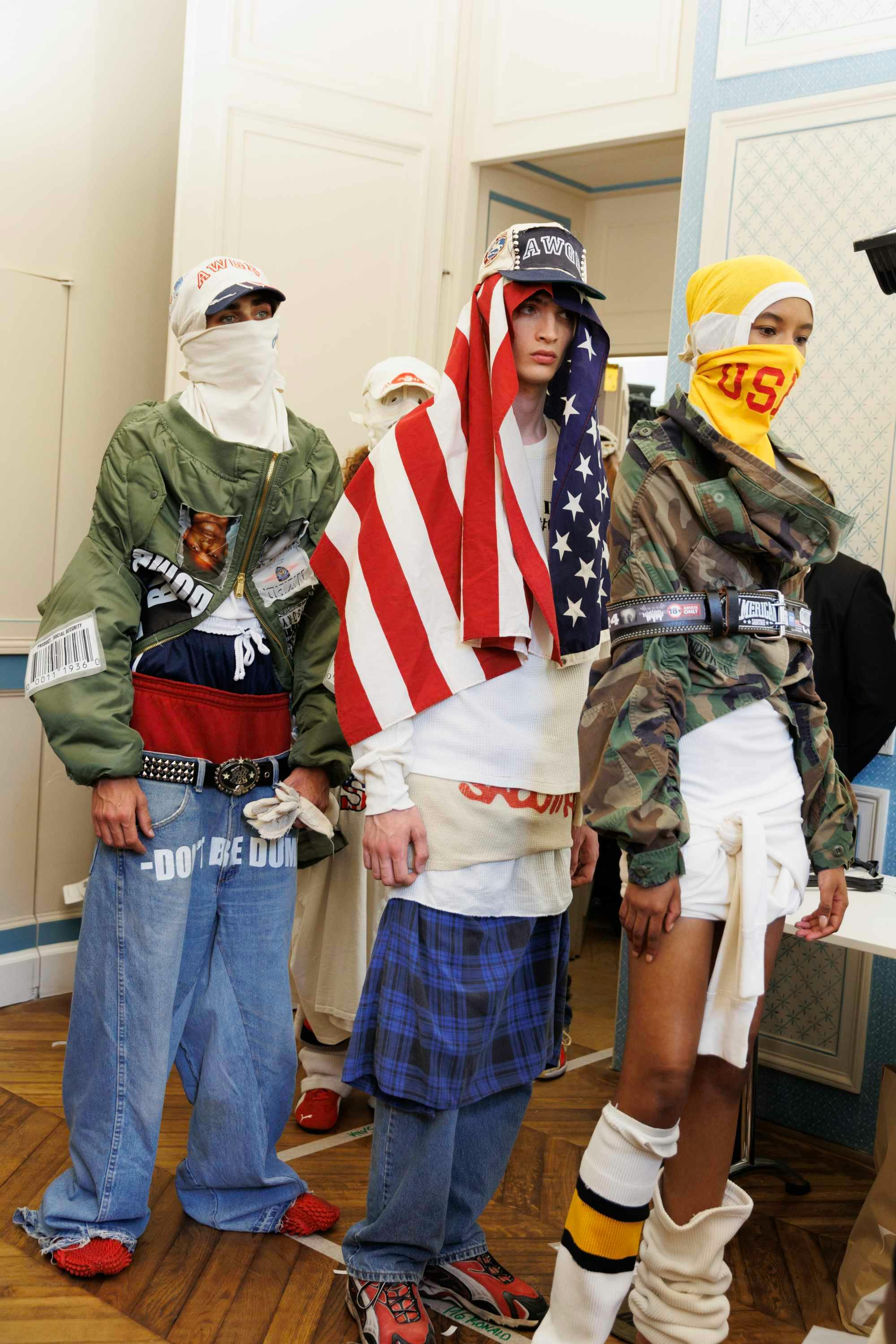 Models wear A$AP Rocky's AWGE fashion show clothes at Paris Fashion Week Spring/Summer 2025