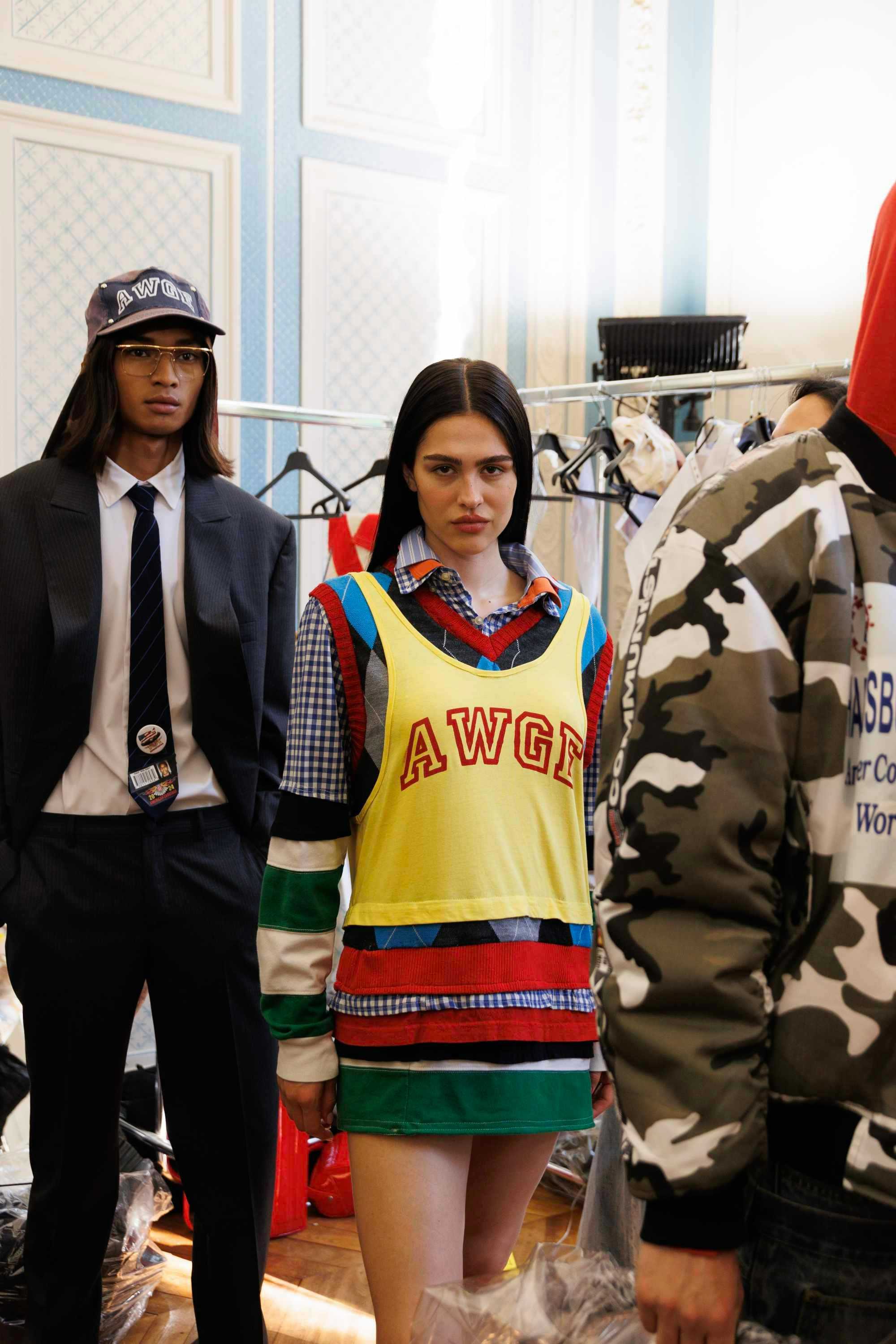 Models wear A$AP Rocky's AWGE fashion show clothes at Paris Fashion Week Spring/Summer 2025