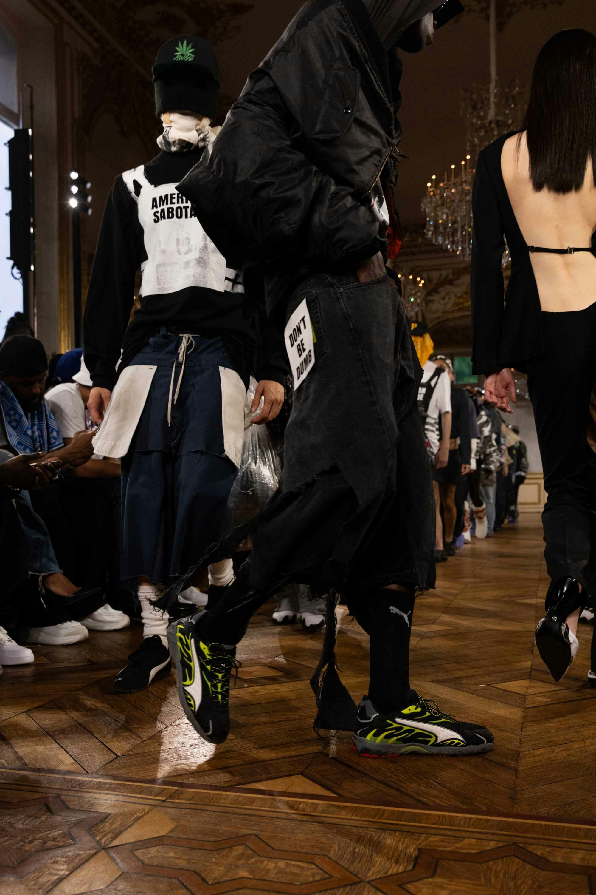 Models at A$AP Rocky's AWGE fashion show wear PUMA sneakers and clothes