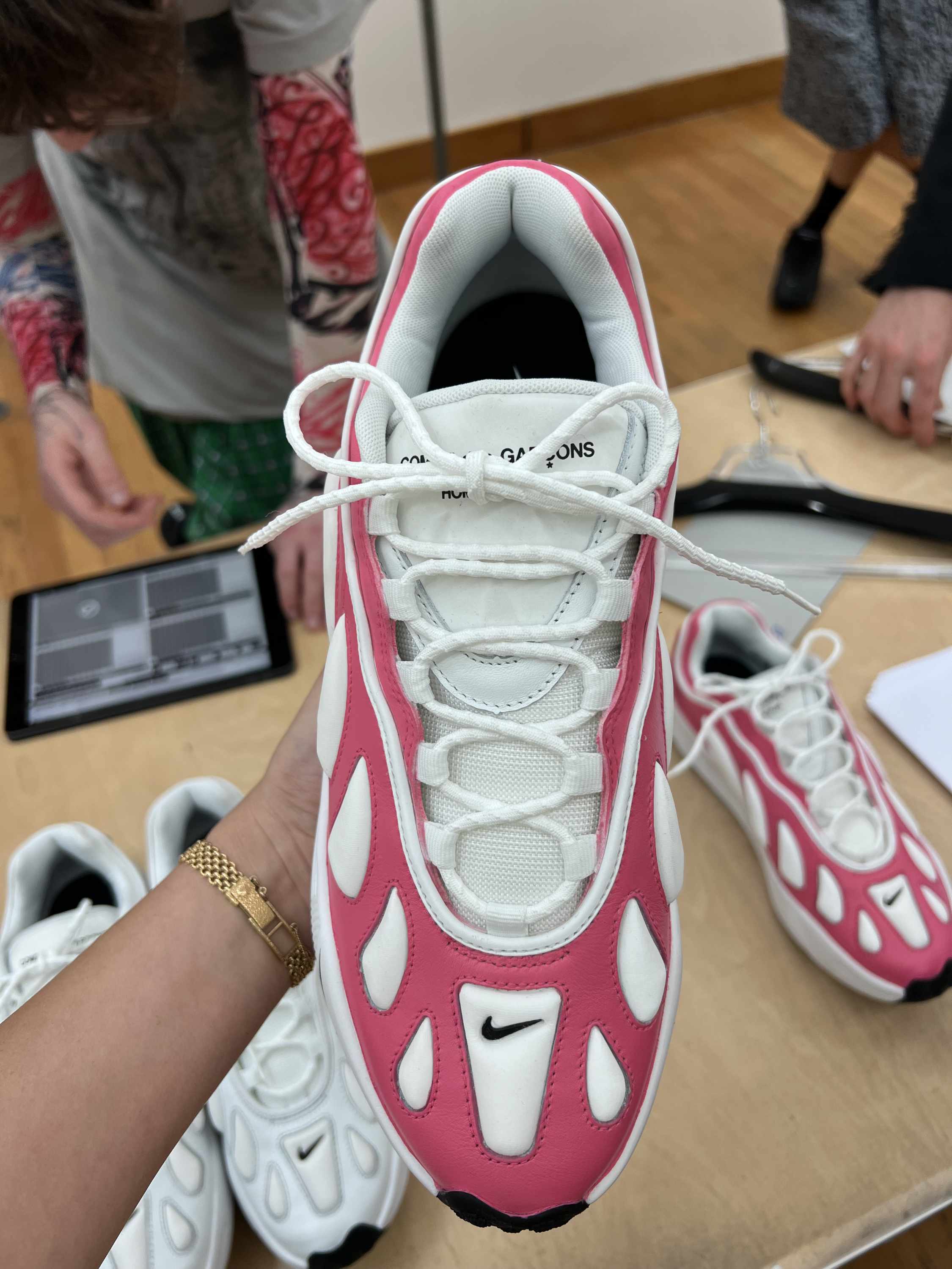 Nike & Comme des Garcons Homme Plus Spring/Summer 2025 sneaker collaboration in pink, white and blue