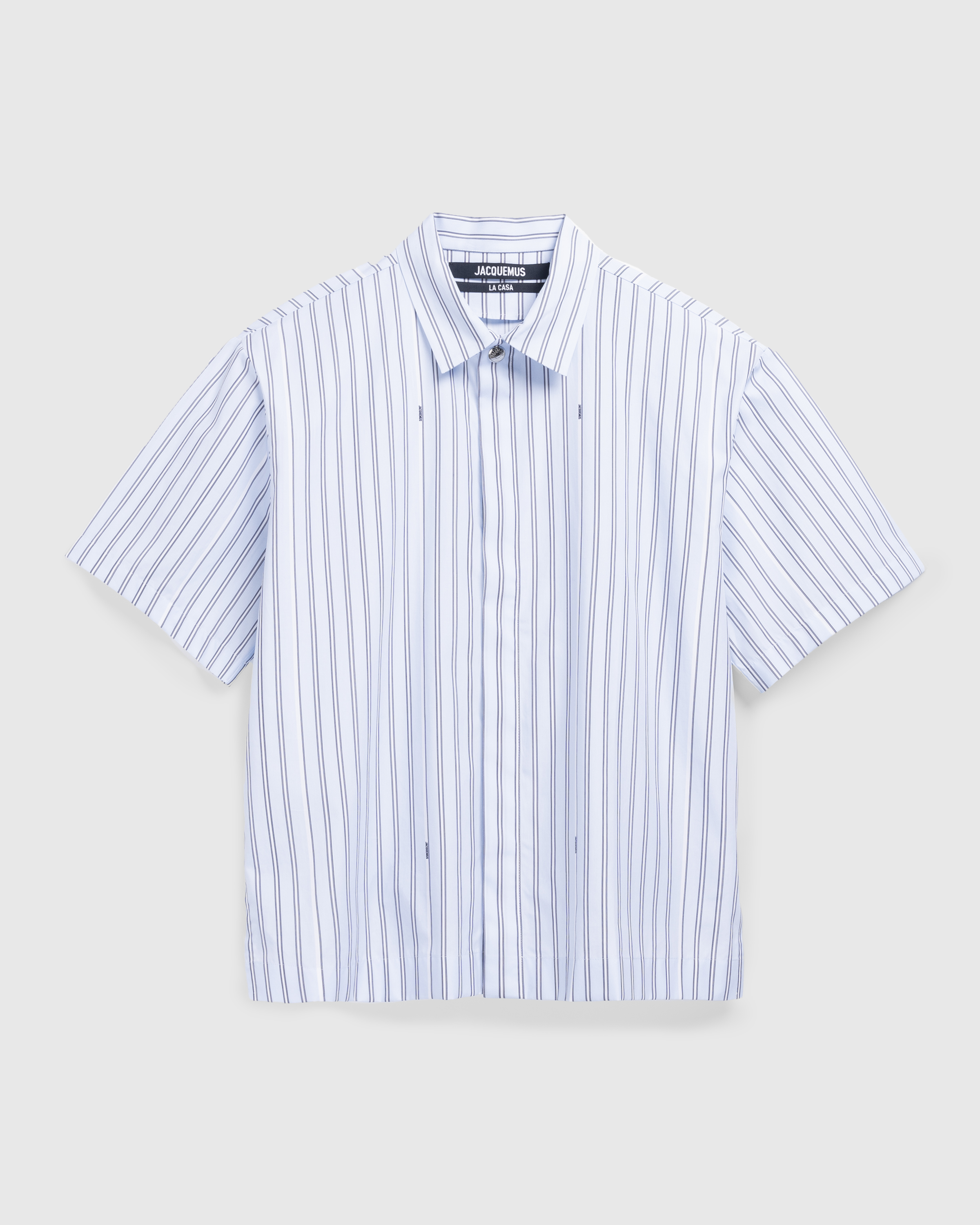 JACQUEMUS – La Chemise Manches Courte Print Blue Stripe - Longsleeve Shirts - Blue - Image 1