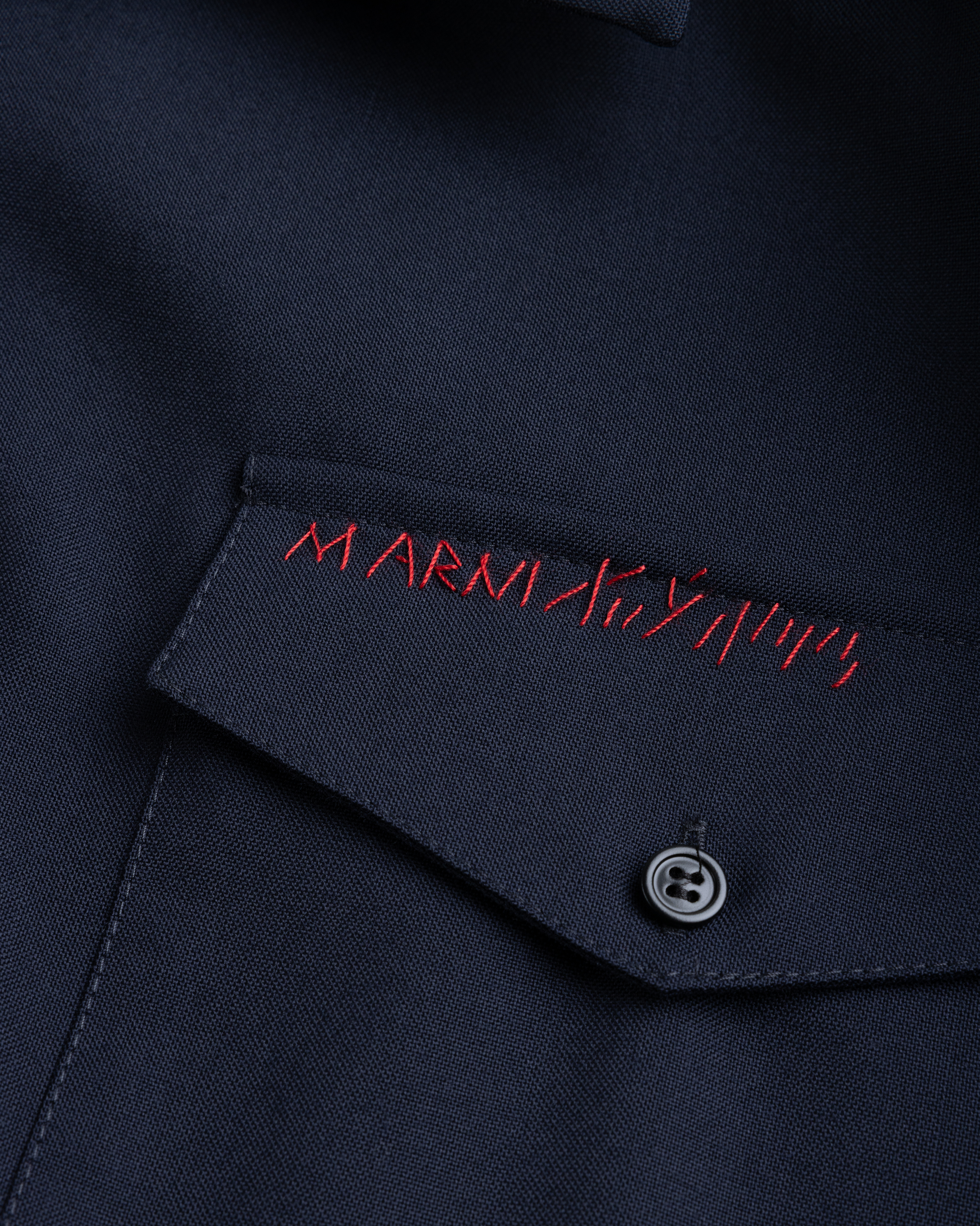 Marni – L/S Virgin Wool Shirt Blue Black - Longsleeve Shirts - Blue - Image 3