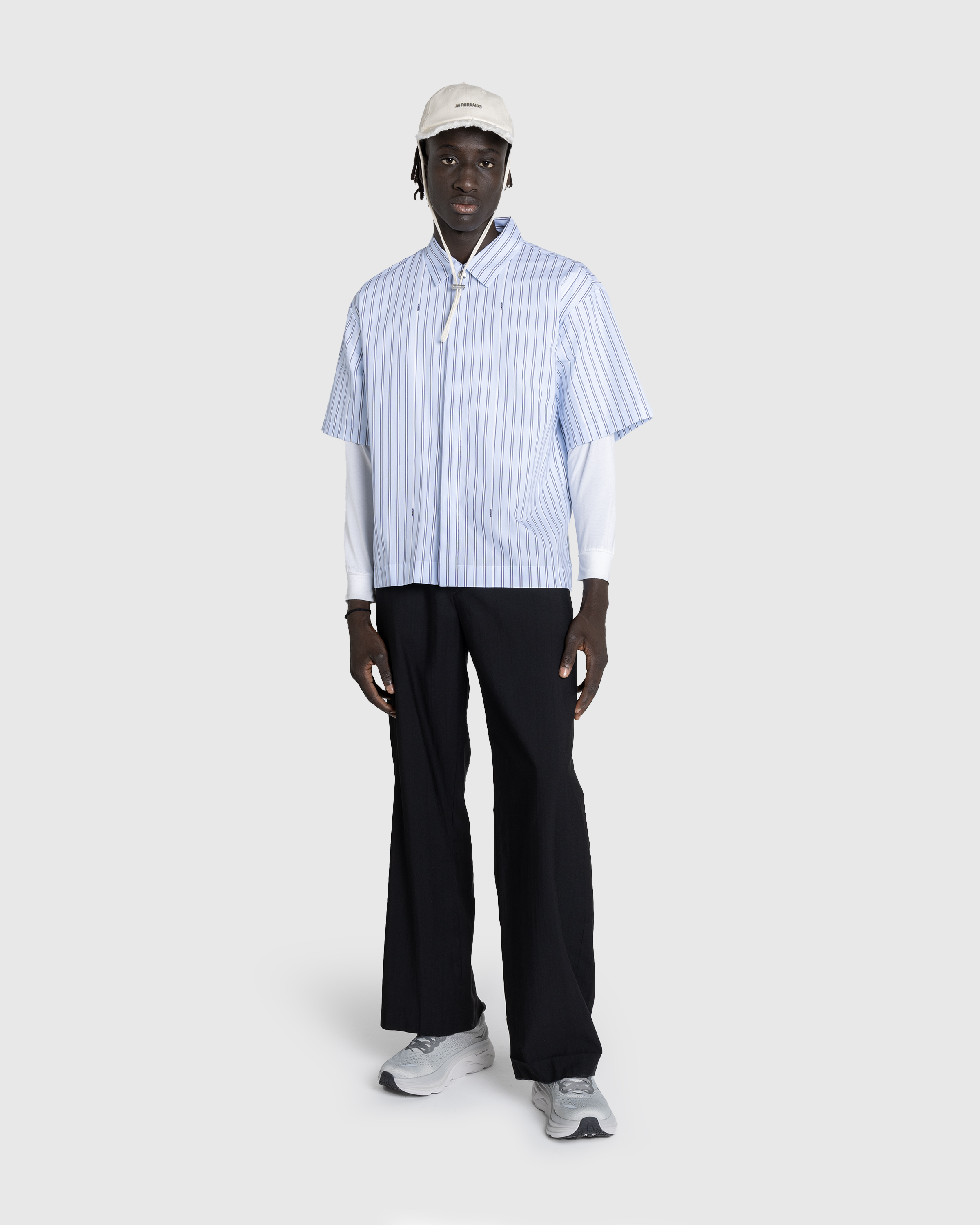 JACQUEMUS – La Chemise Manches Courte Print Blue Stripe - Longsleeve Shirts - Blue - Image 3