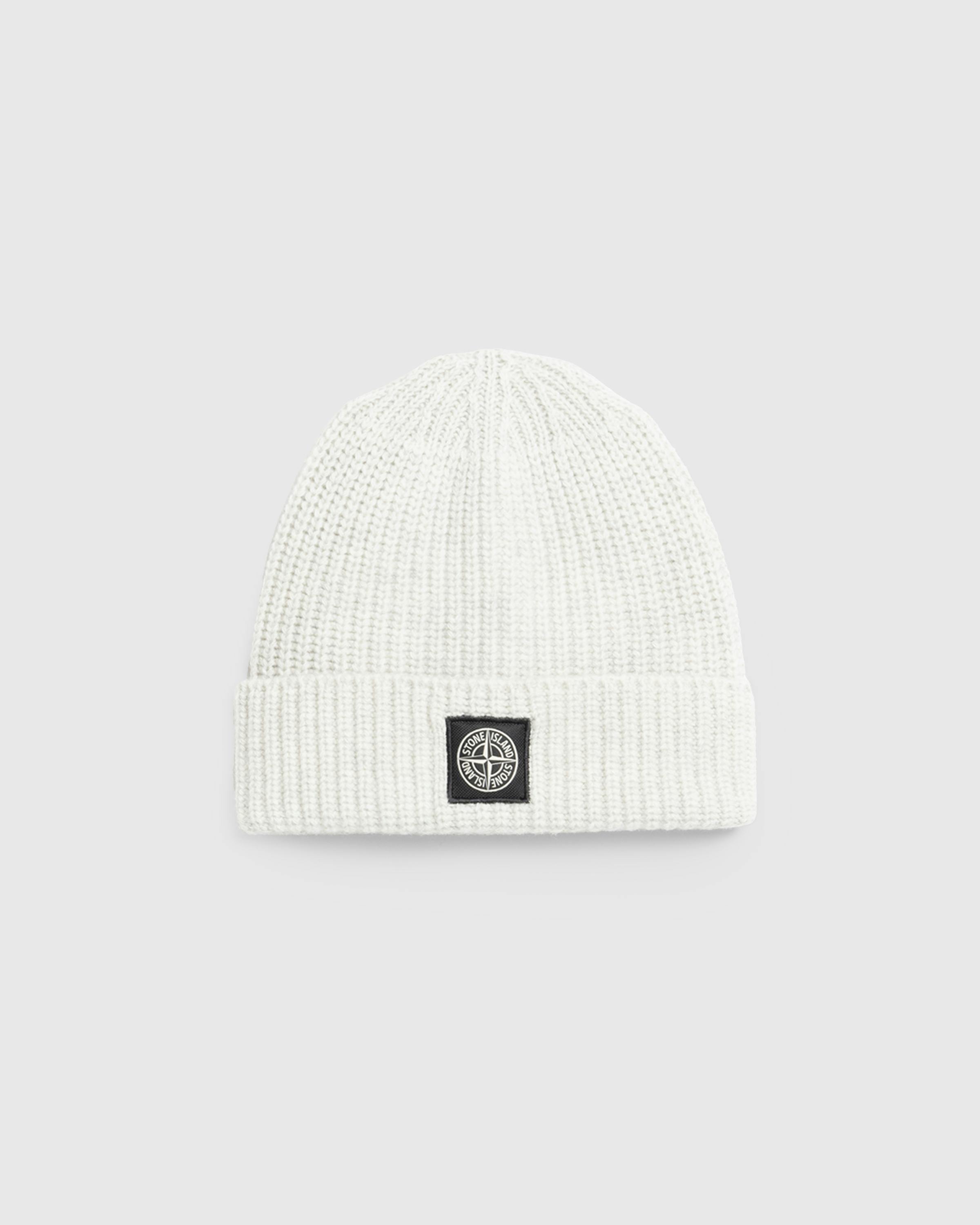 Stone Island Ribbed Wool Beanie Melange Pearl Grey Highsnobiety Shop