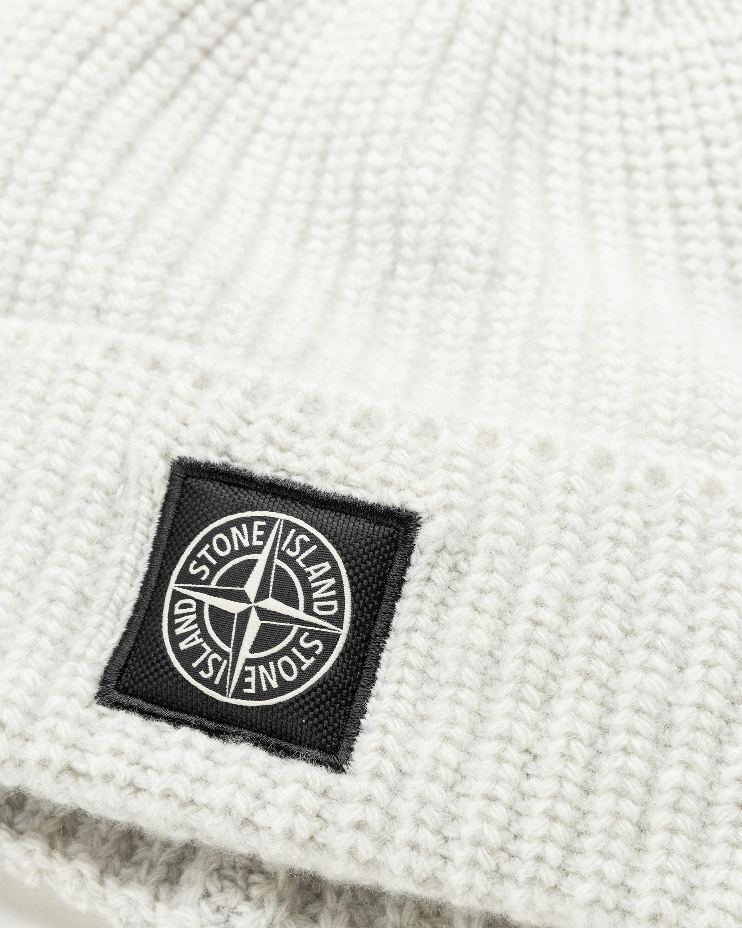 Stone Island – Ribbed Wool Beanie Melange Pearl Grey - Caps - Grey - Image 4