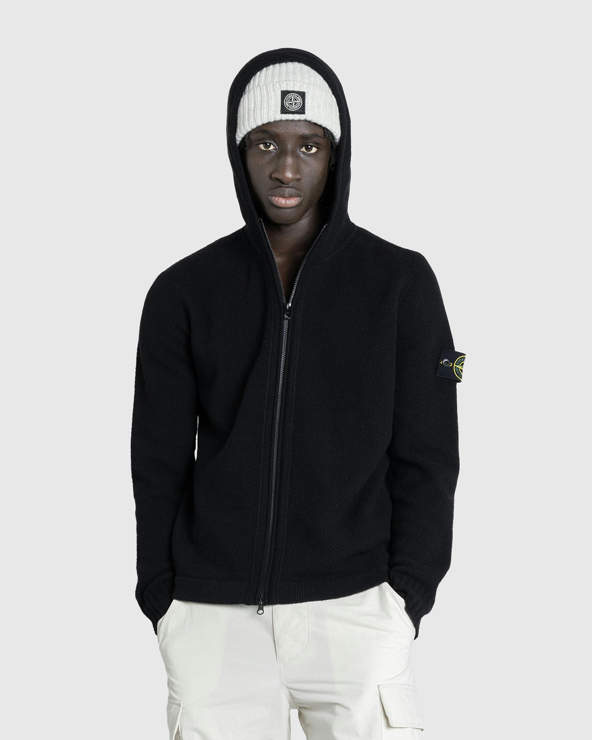 Stone Island – Full-Zip Hooded Cardigan Black - Zip-Up Sweats - Black - Image 2