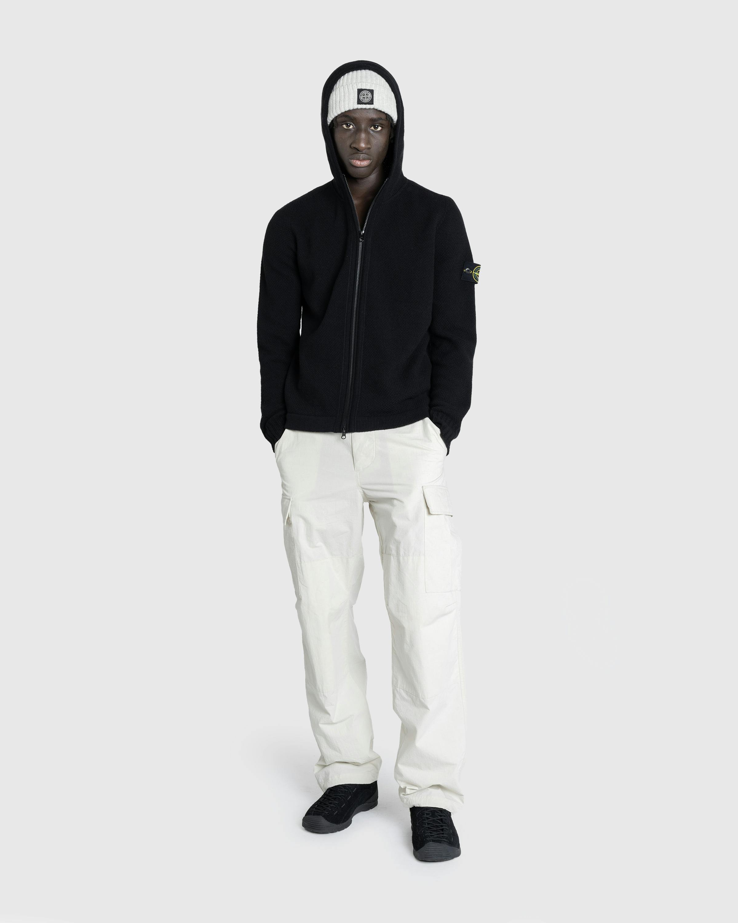 Stone Island – Full-Zip Hooded Cardigan Black - Crewnecks - Black - Image 3