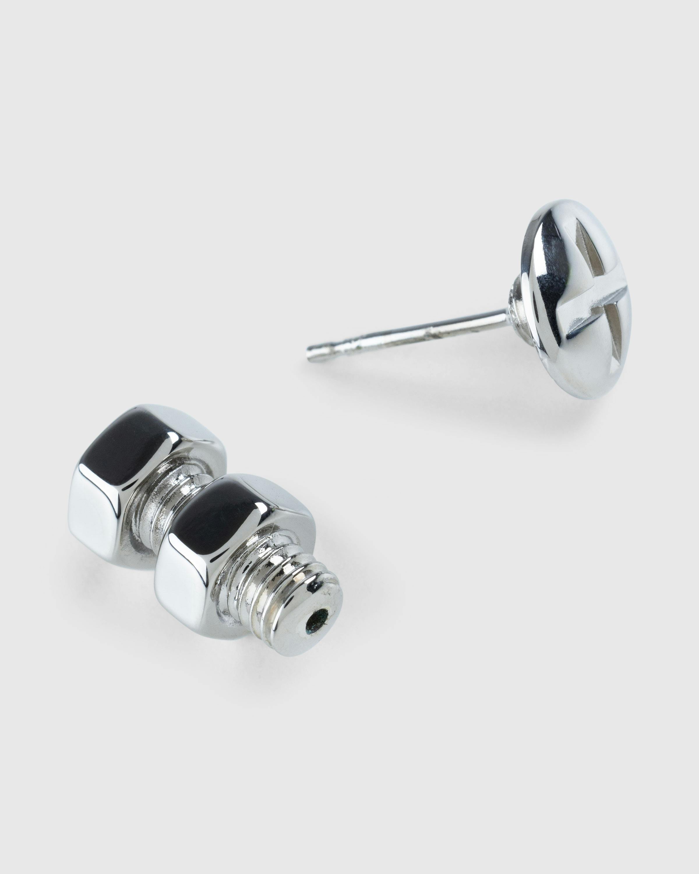 Maison Margiela – Bolt and Nut Screw Earring Palladio Burattato - Earrings - Silver - Image 4