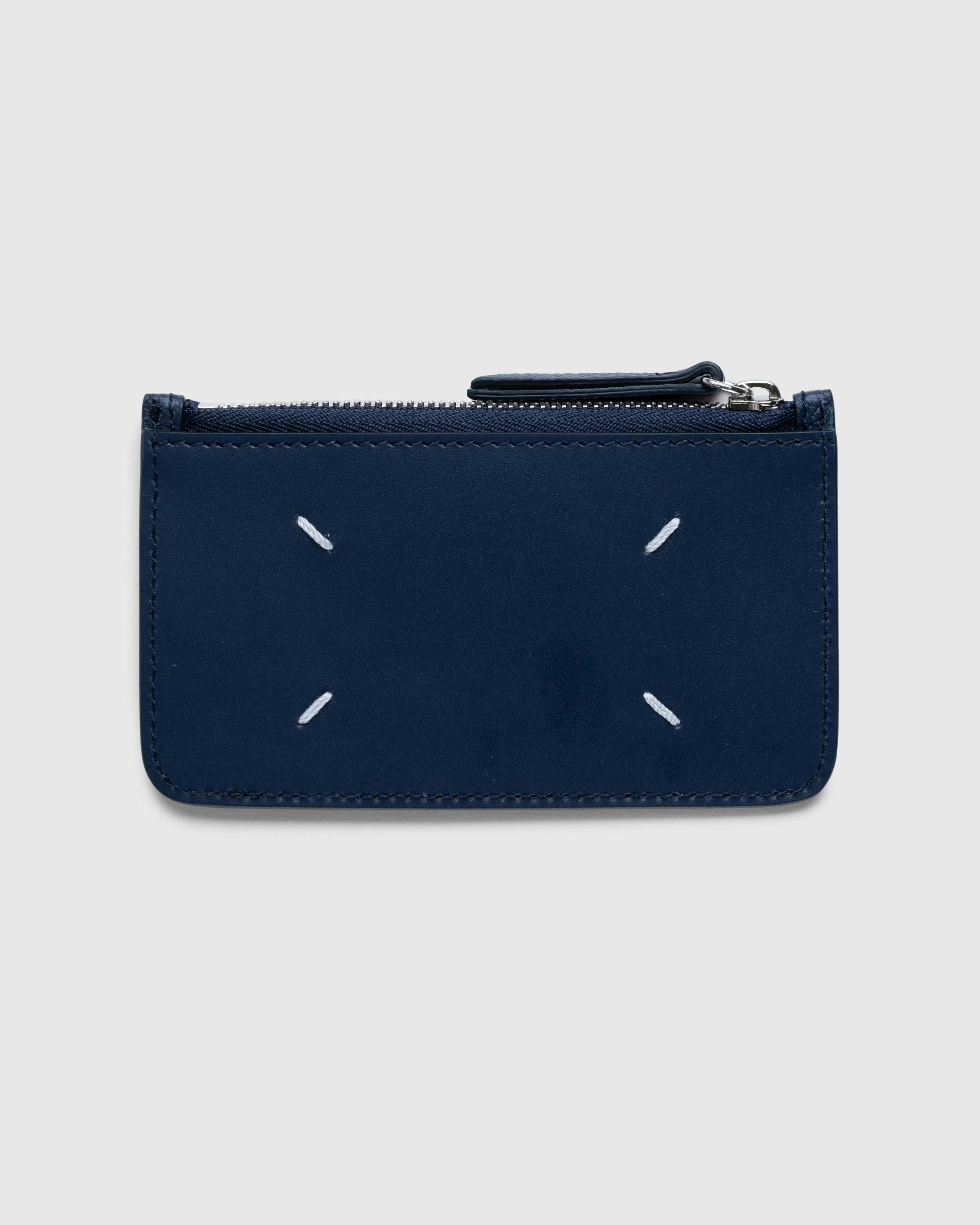 Maison Margiela – Zip Leather Card Holder Cosmo - Wallets - Blue - Image 1