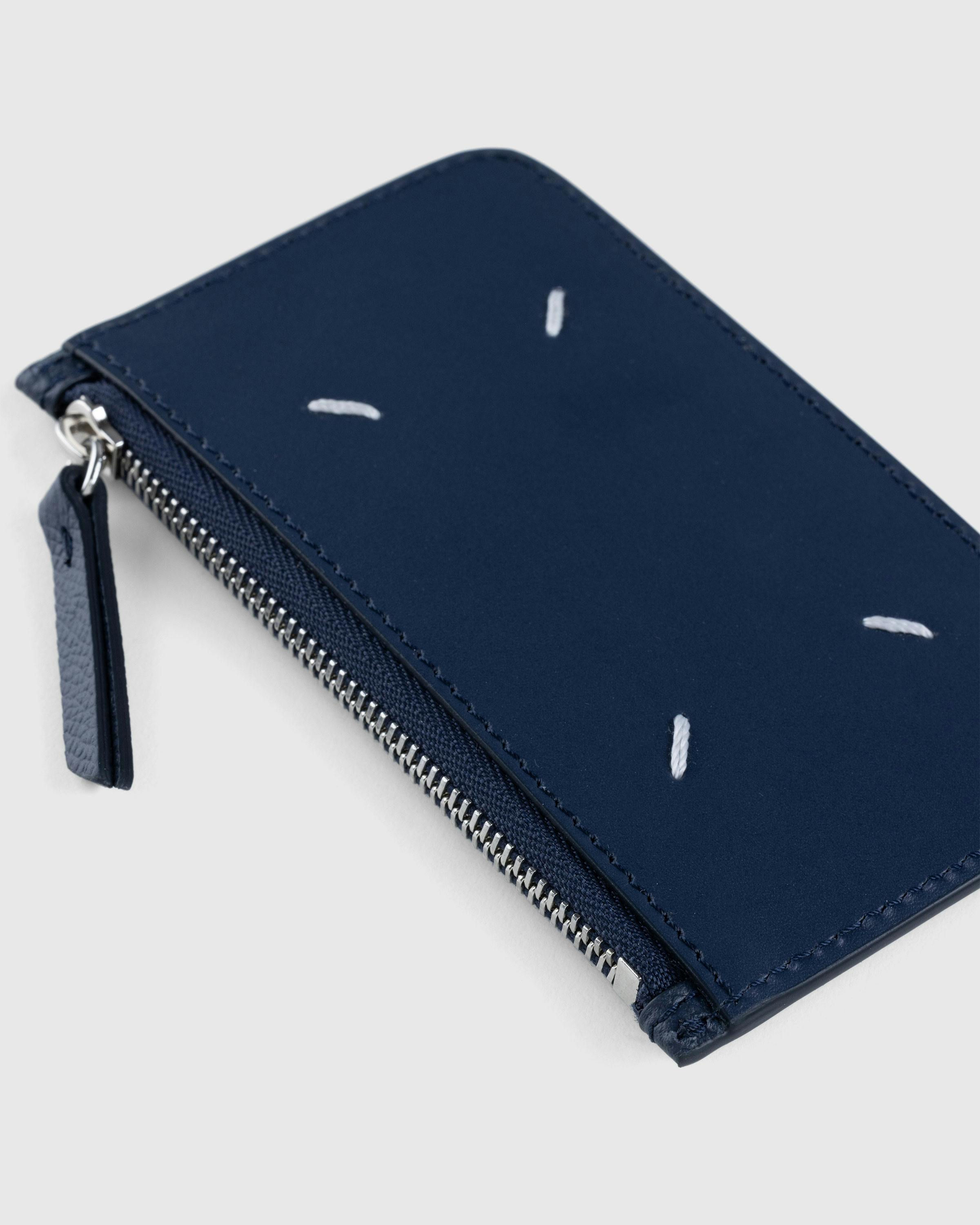 Maison Margiela – Zip Leather Card Holder Cosmo - Wallets - Blue - Image 4