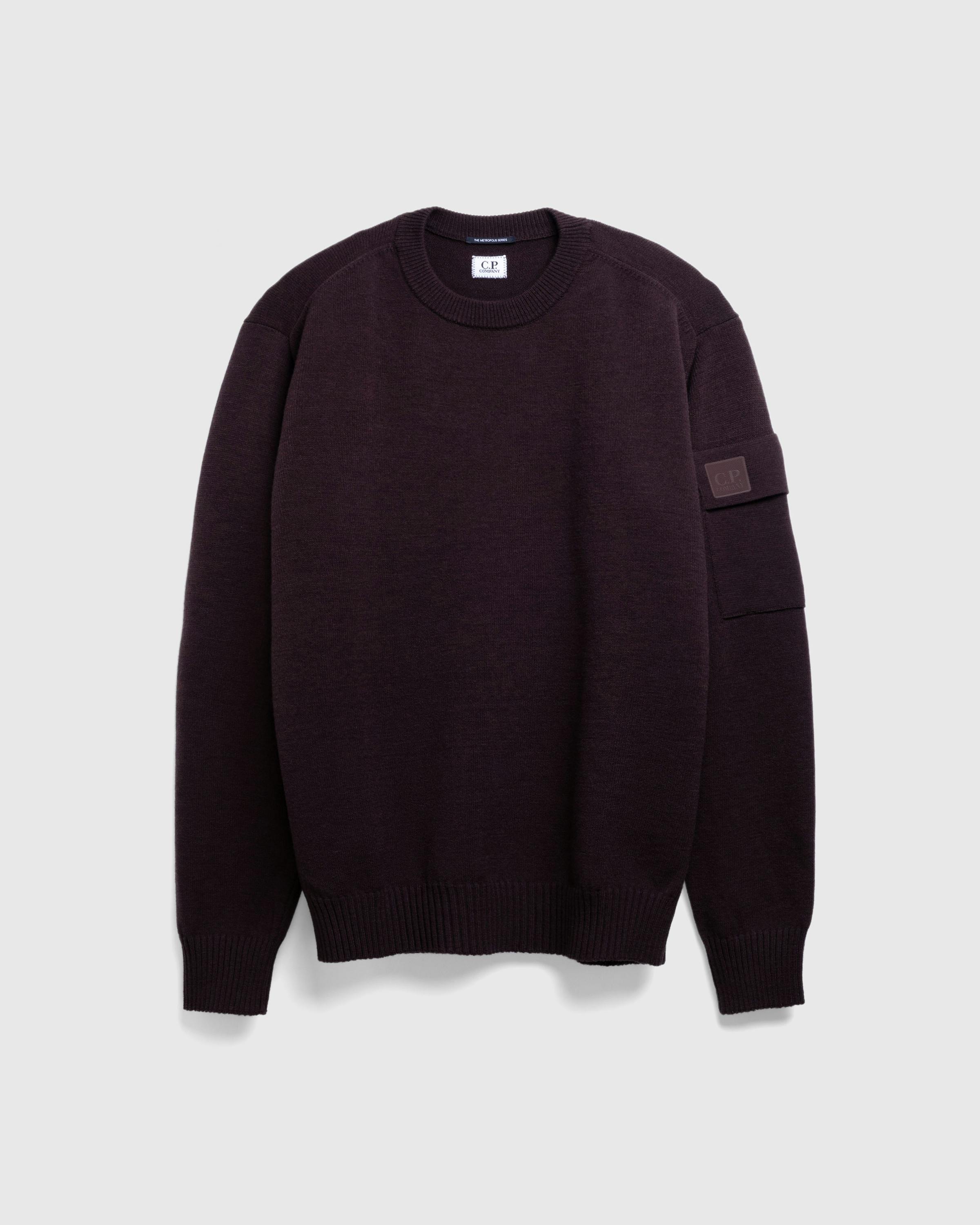 C.P. Company – Metropolis Series Extra Fine Merino Wool Crewneck Knit Rum Baisin - Crewnecks - Brown - Image 1