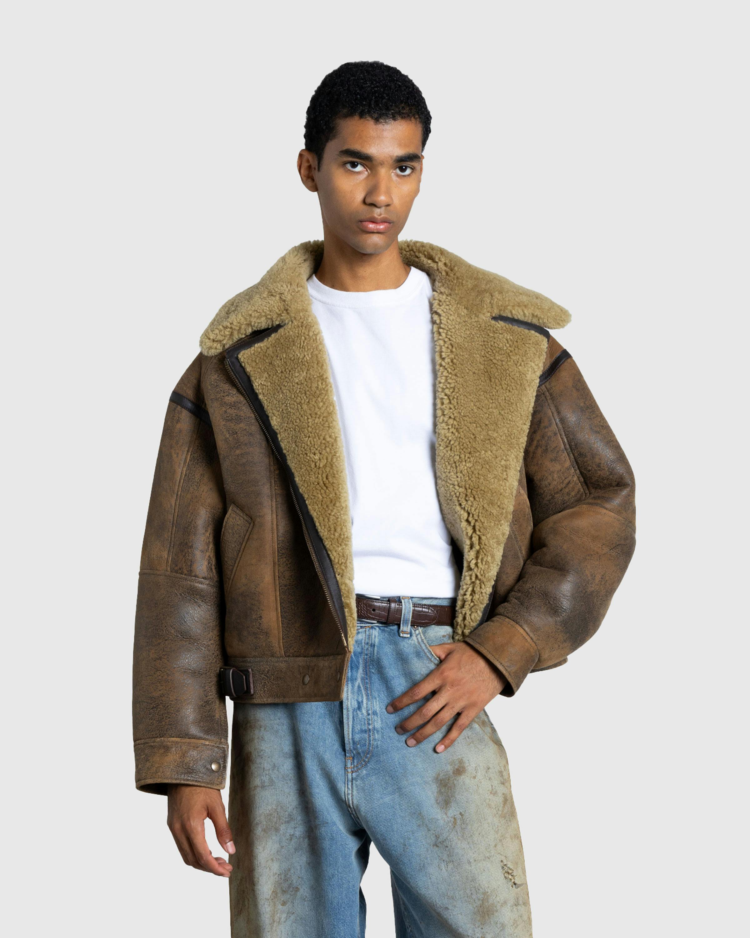 Acne Studios – Leather Shearling Jacket Brown - Leather Jackets - Brown - Image 2