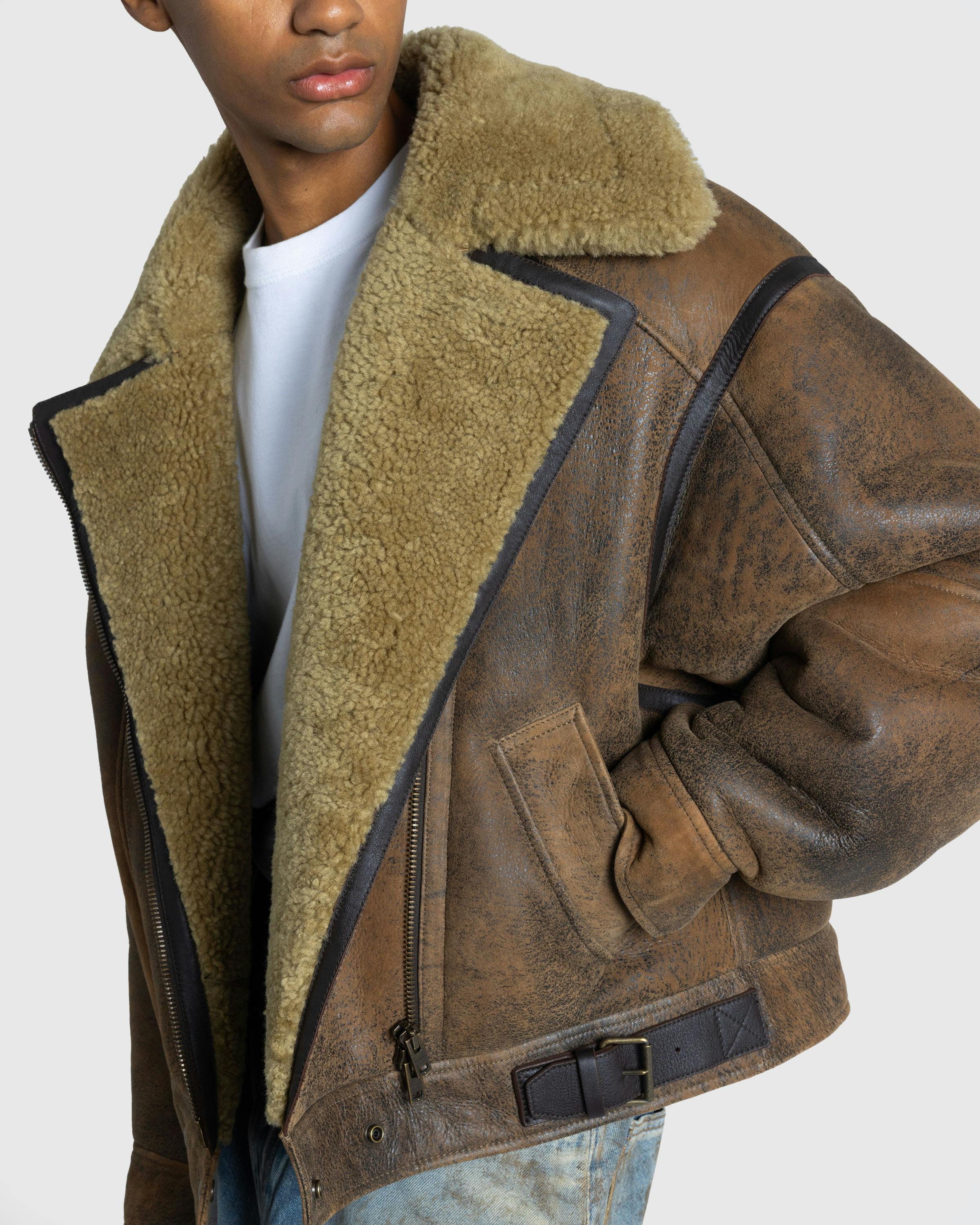 Acne Studios – Leather Shearling Jacket Brown - Leather Jackets - Brown - Image 5