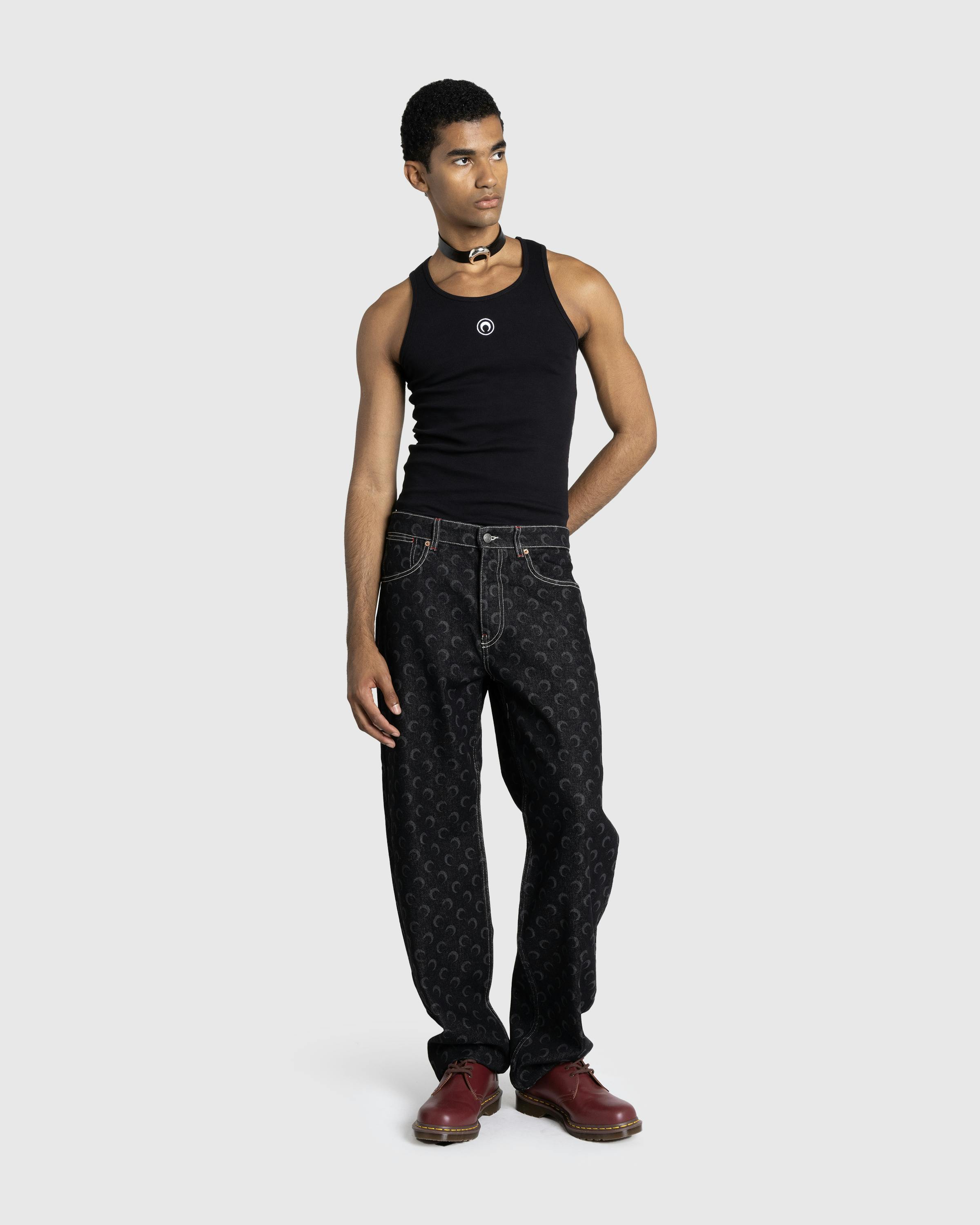 Marine Serre – Moon Laser Denim Straight Jeans Black - Denim - Black - Image 3