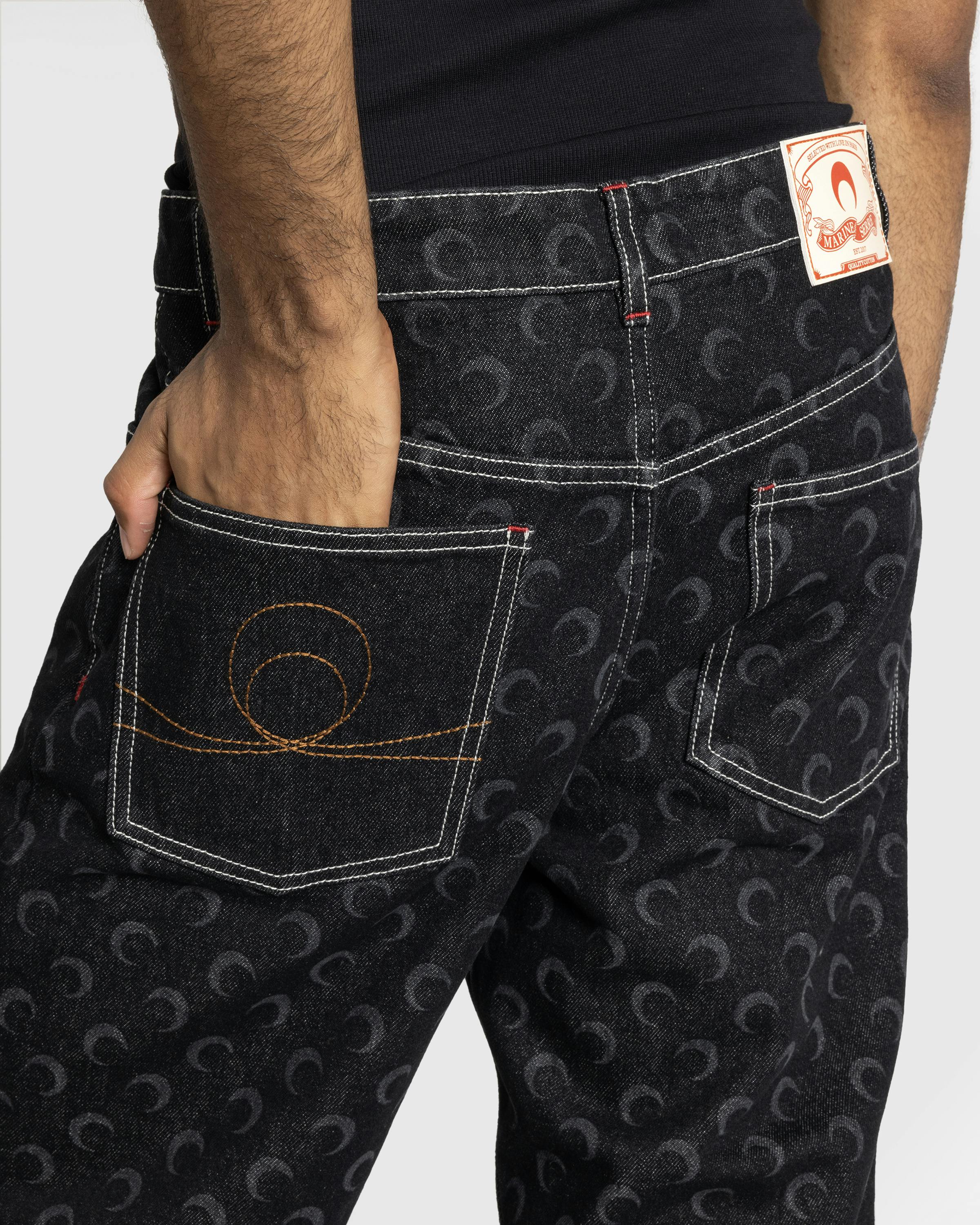 Marine Serre – Moon Laser Denim Straight Jeans Black - Denim - Black - Image 5