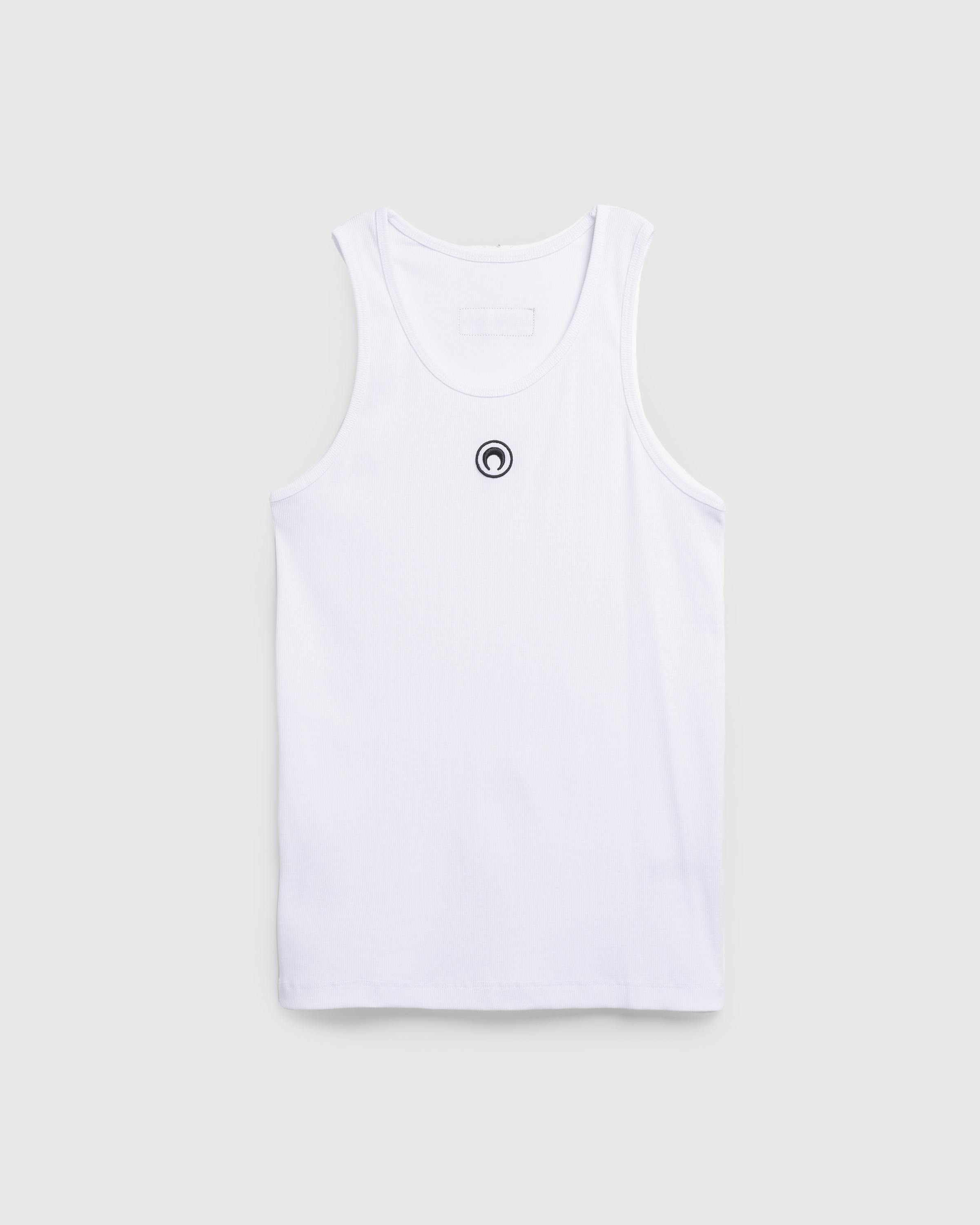 Marine Serre – Moon Logo Ribbed Jersey Tank Top White - Tank Tops - White - Image 1