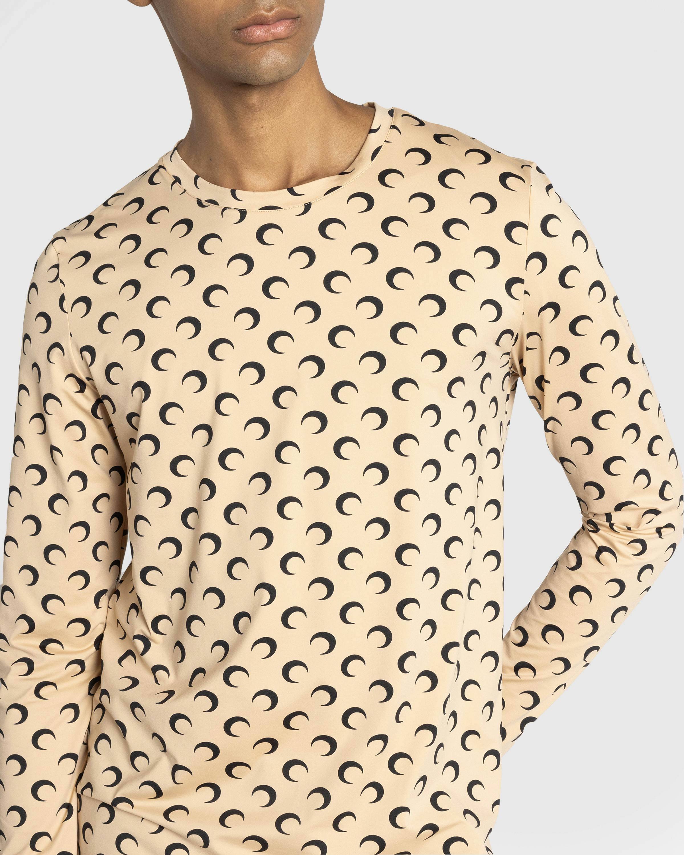 Marine Serre – Moon Printed Jersey Second Skin Regular Top Tan - Longsleeves - Beige - Image 5